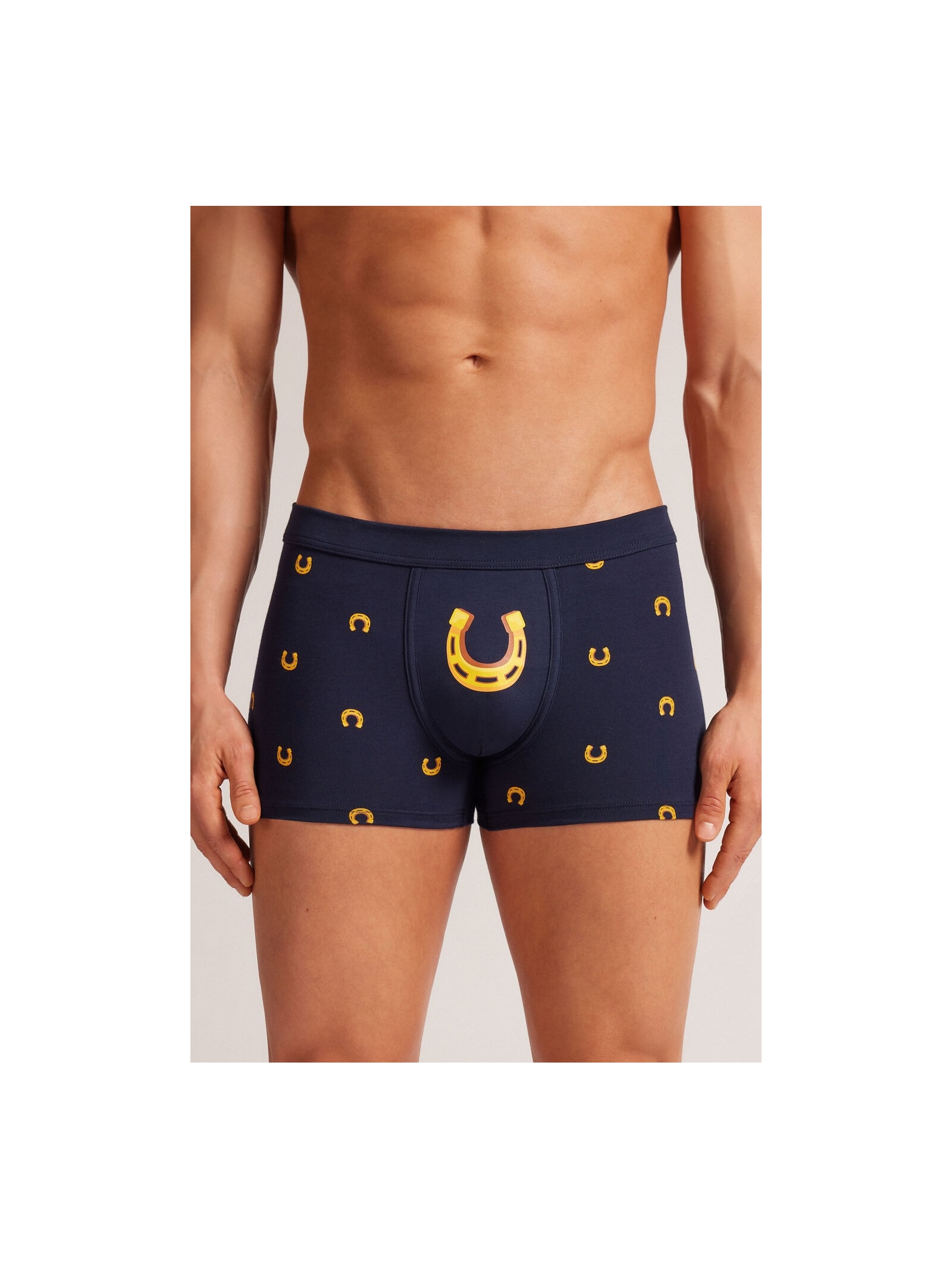 Cueca Boxer Com Estampa De Ferraduras De Cavalo Em Algodão Supima Azul Intimissimi
