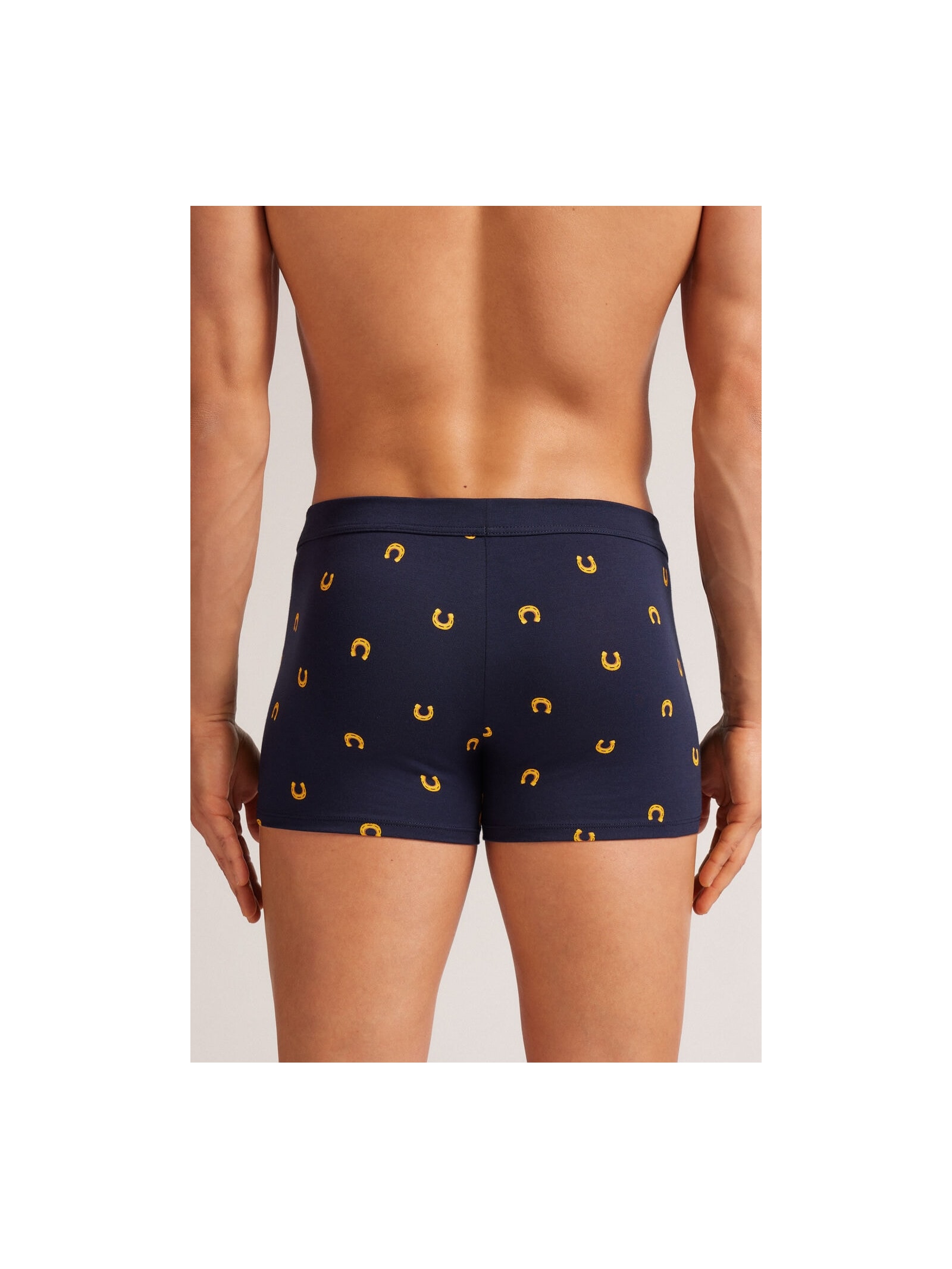Cueca Boxer Com Estampa De Ferraduras De Cavalo Em Algodão Supima Azul Intimissimi