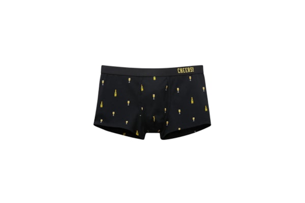 Cueca Boxer Com Estampa De Garrafas Em Algodão Supima - Preto