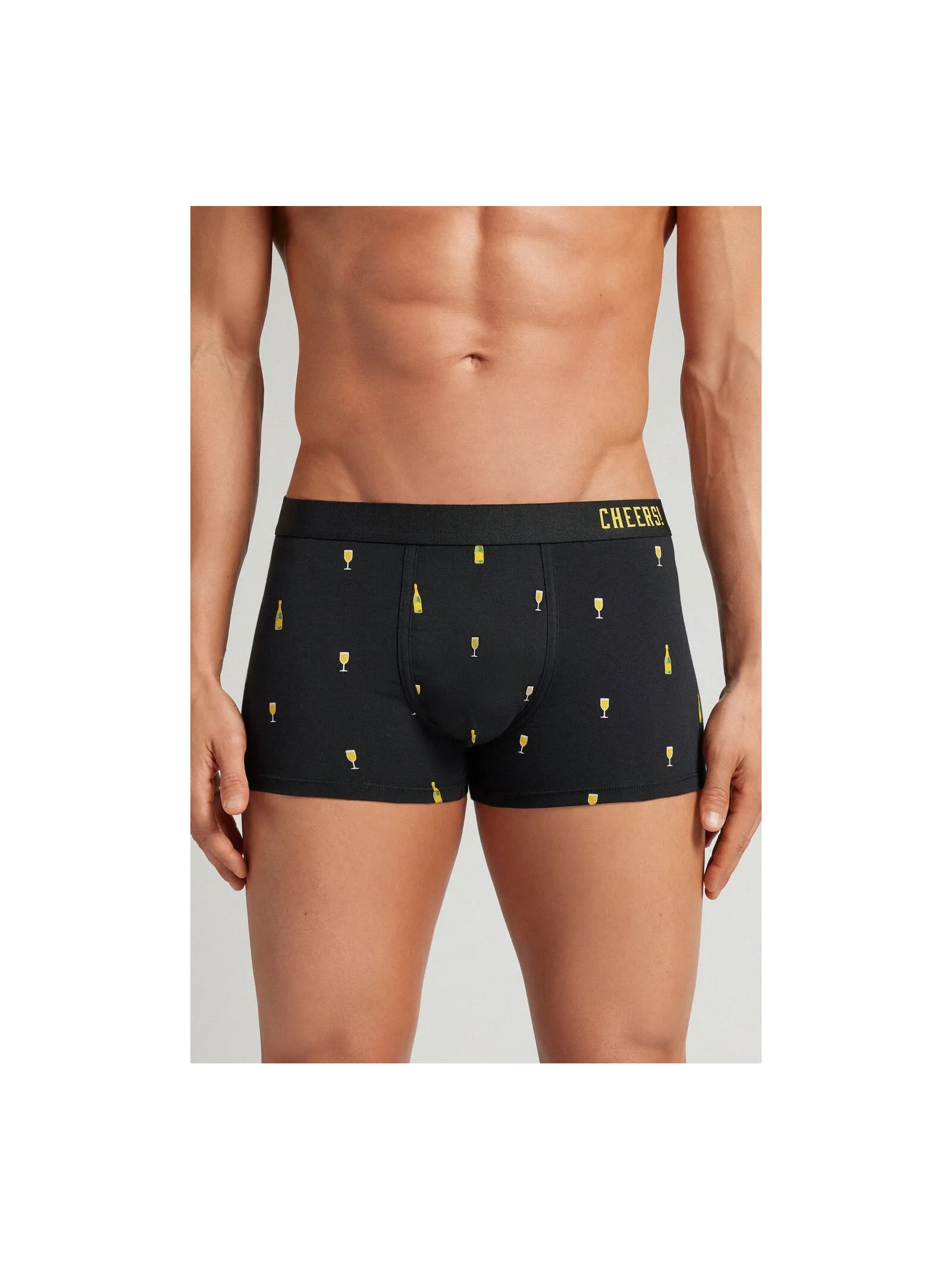 Cueca Boxer Com Estampa De Garrafas Em Algodão Supima Preto Intimissimi