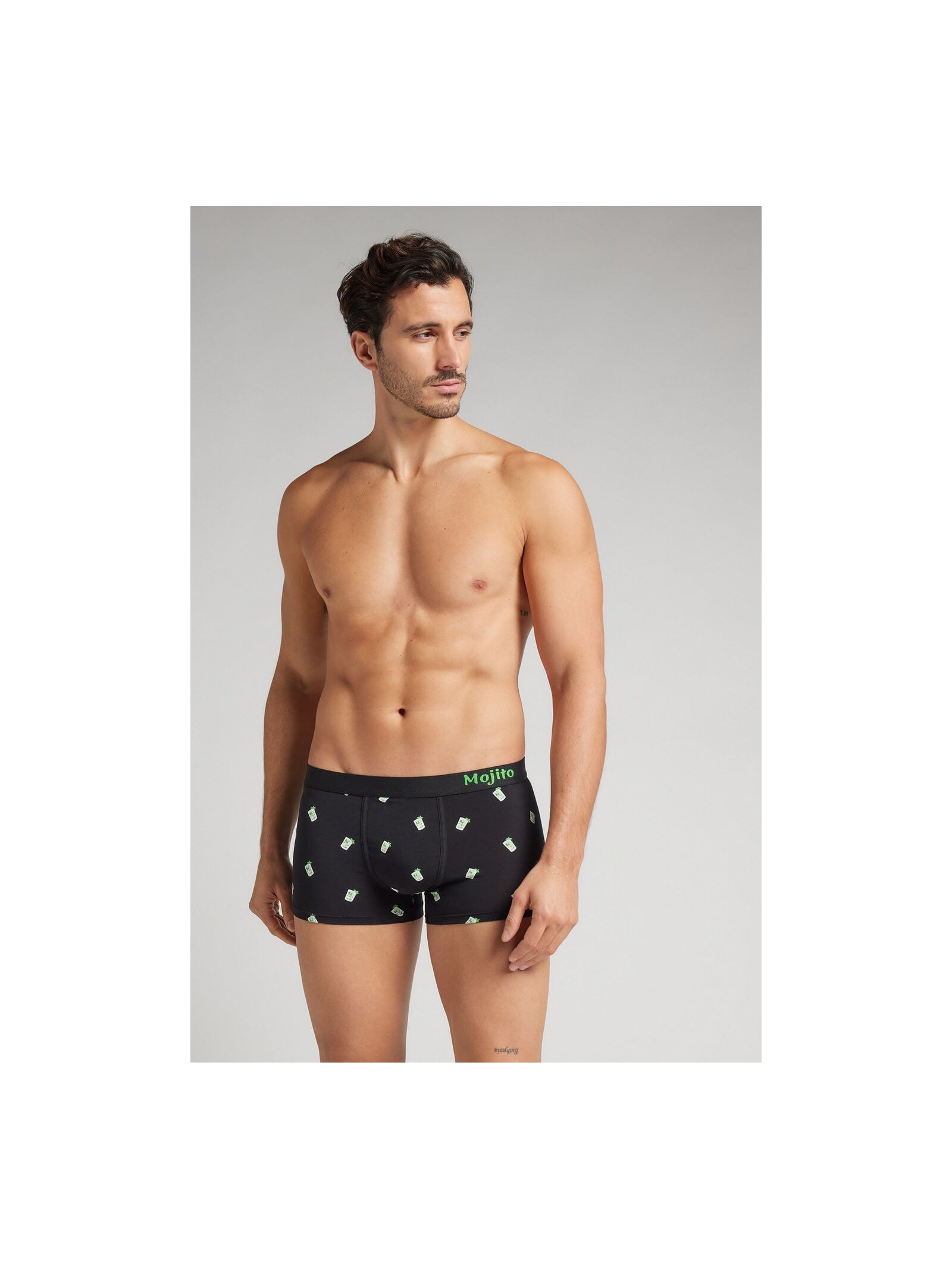 Cueca Boxer Com Estampa De Mojito Em Algodão Supima Preto Intimissimi