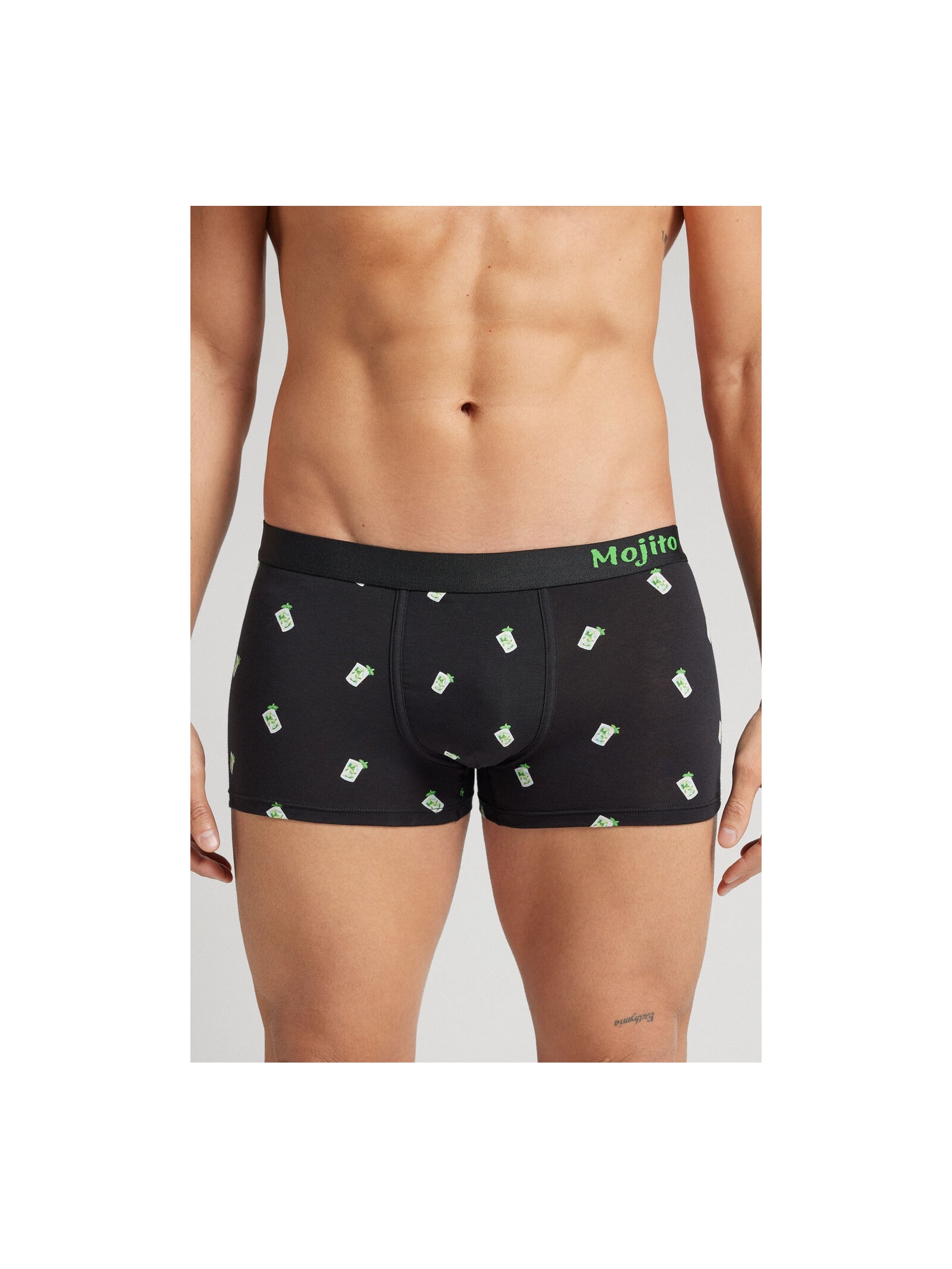 Cueca Boxer Com Estampa De Mojito Em Algodão Supima Preto Intimissimi