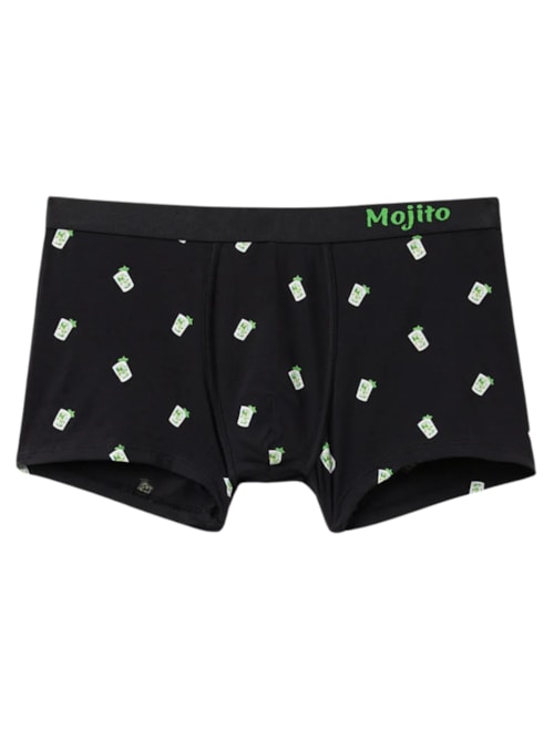 Cueca Boxer Com Estampa De Mojito Em Algodão Supima – Preto