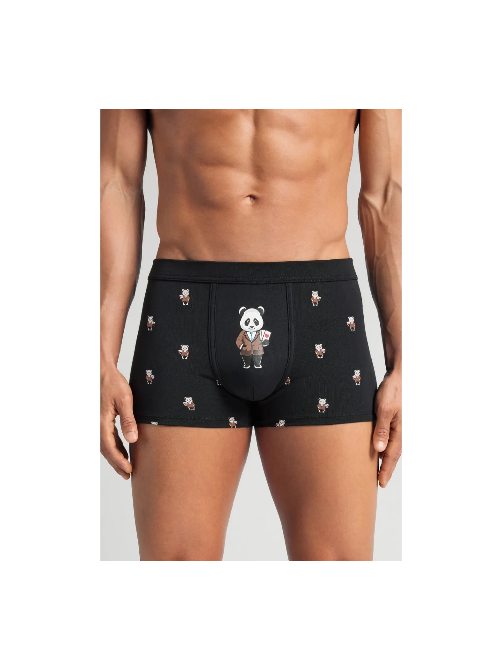Cueca Boxer Com Estampa De Panda Em Algodão Supima Preto Intimissimi