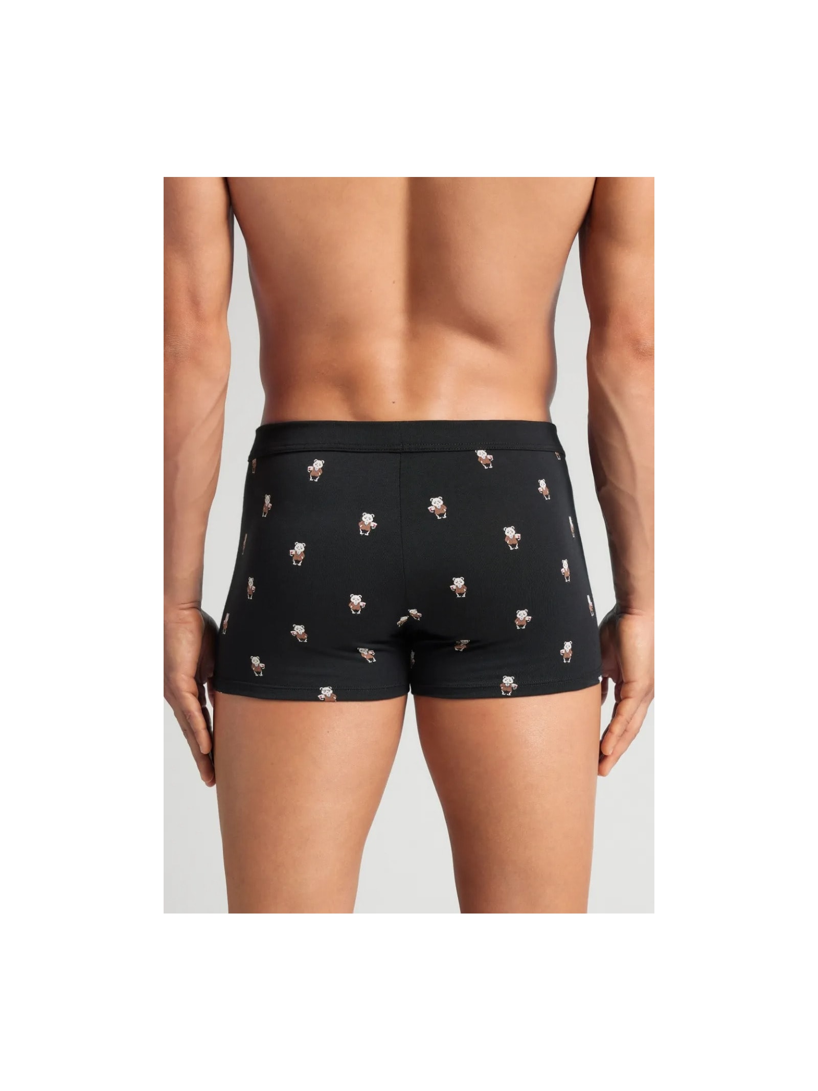 Cueca Boxer Com Estampa De Panda Em Algodão Supima Preto Intimissimi