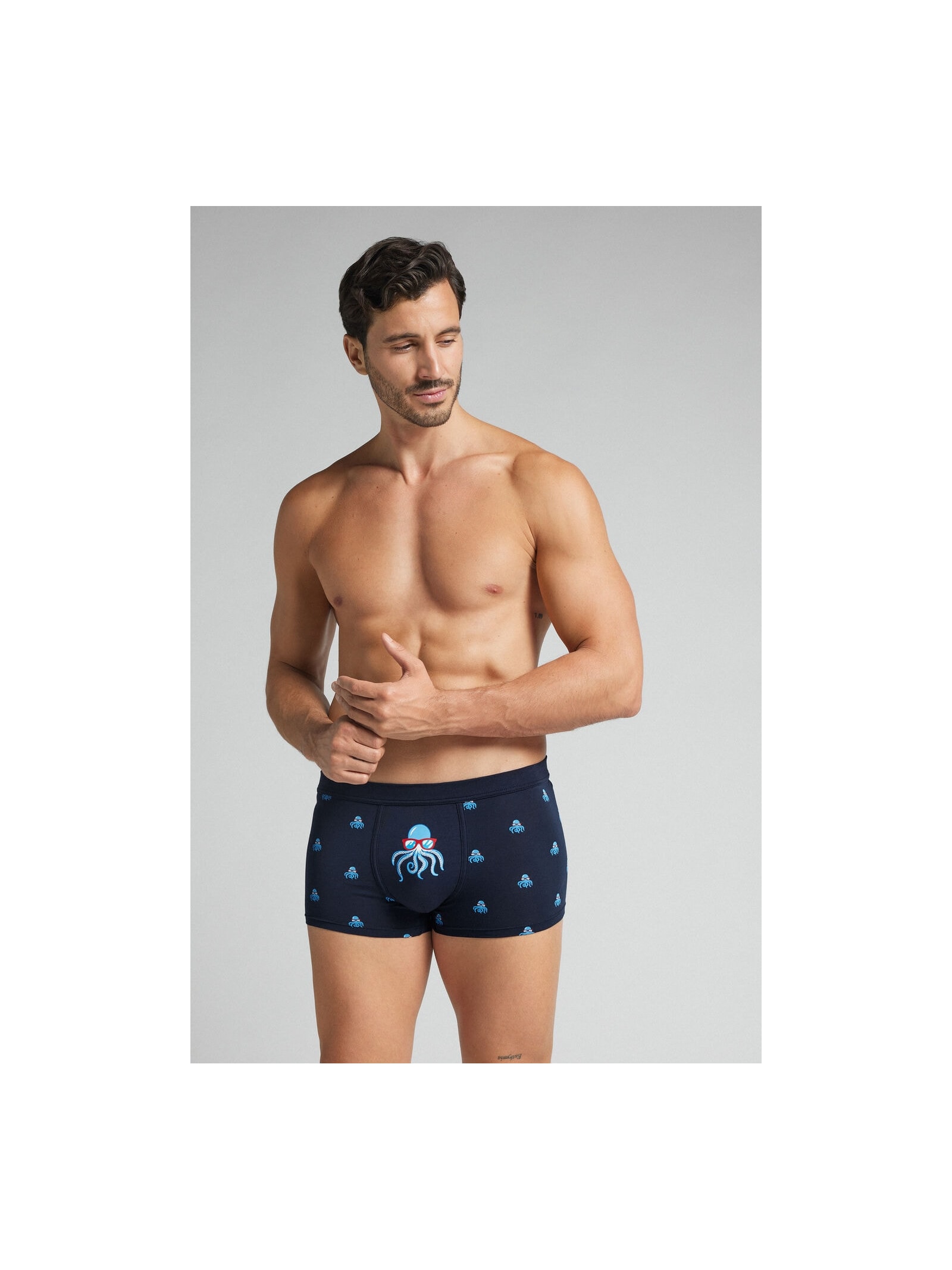 Cueca Boxer Com Estampa De Polvo Em Algodão Natural Fresh Azul Intimissimi