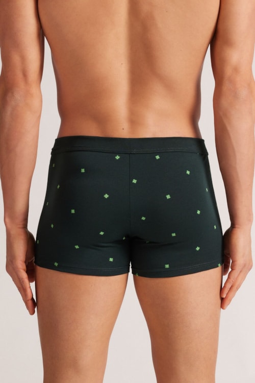 Cueca Boxer Com Estampa De Trevos Em Algodão Supima – Verde