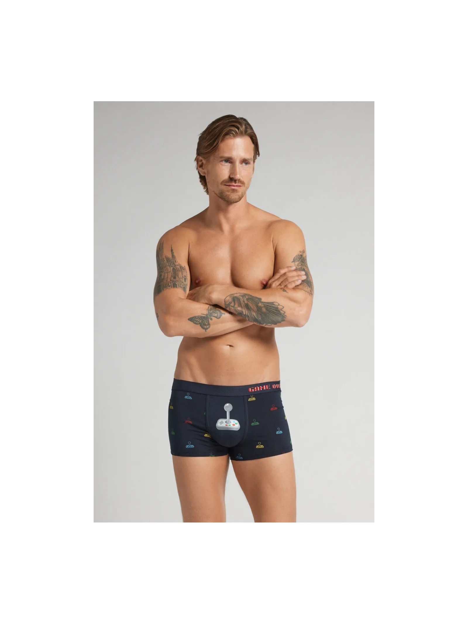 Cueca Boxer Com Estampa Joystick Em Algodão Supima Azul Intimissimi