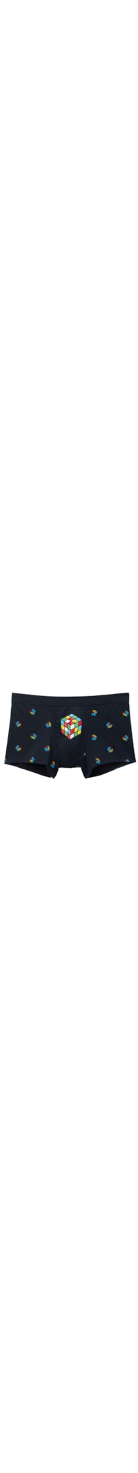 Cueca Boxer Em Algodão Com Estampa De Cubo - Preto