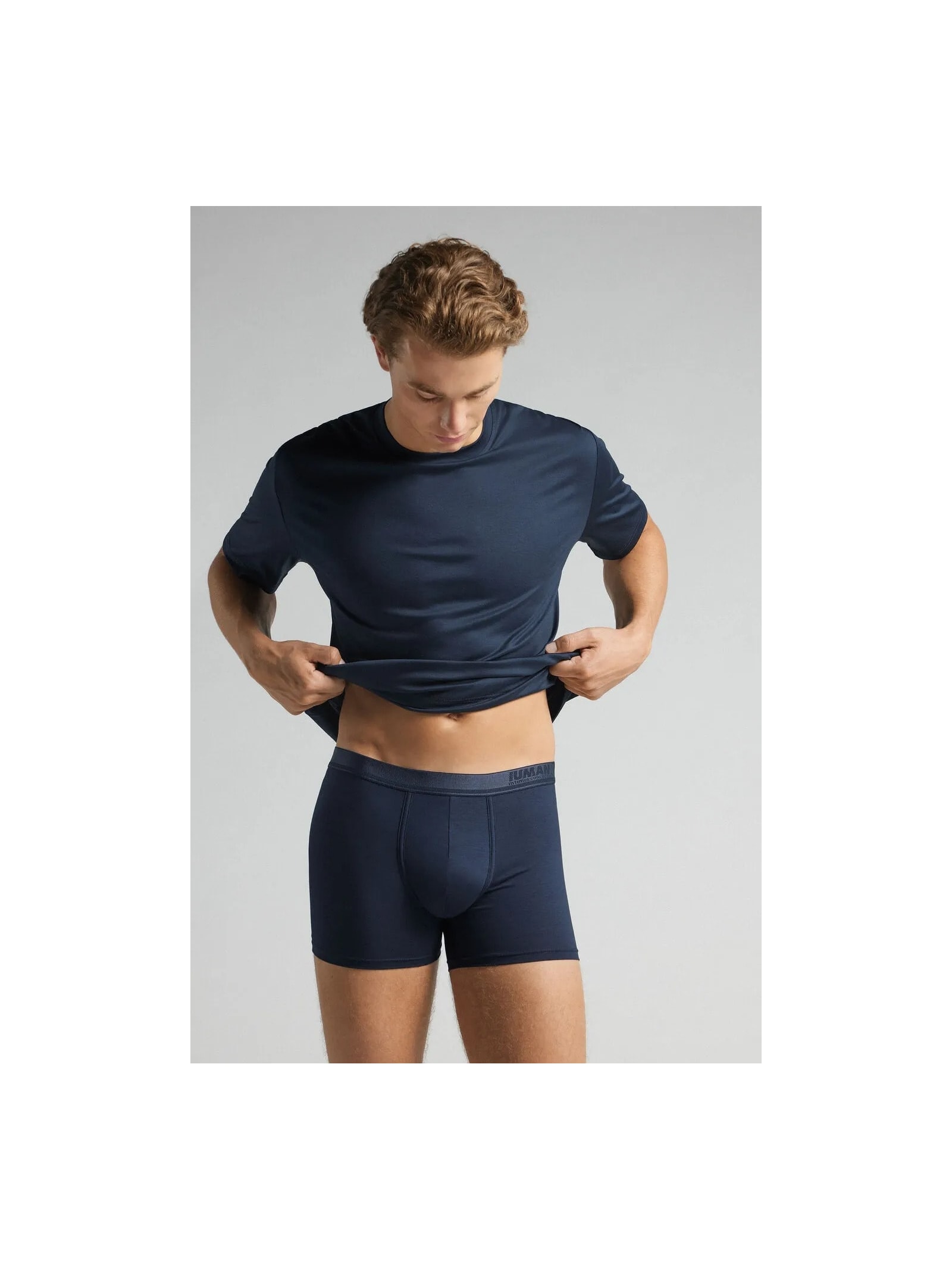 Cueca Boxer Em Algodão Premium Com Logótipo Azul Intimissimi