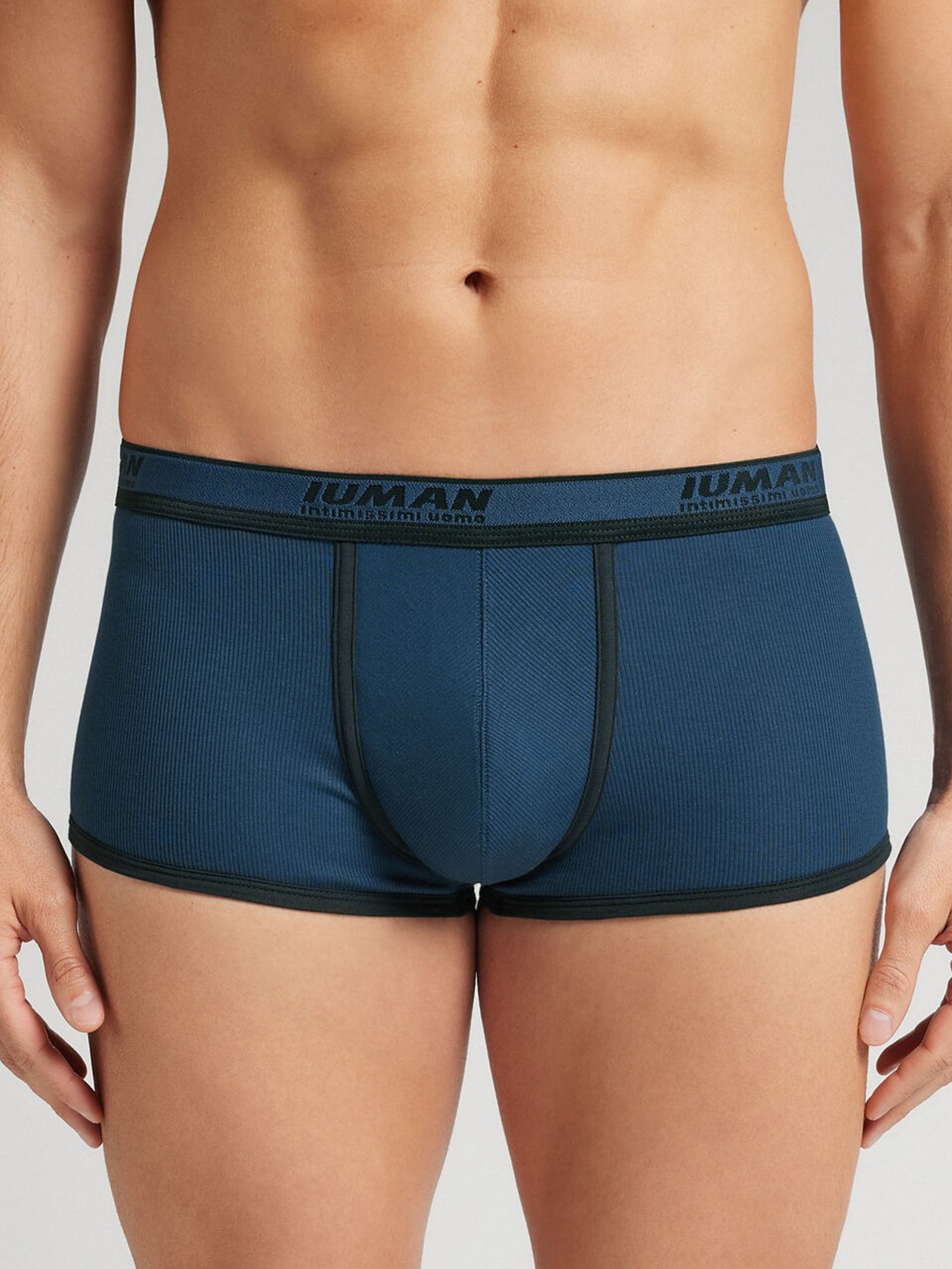 Cueca Boxer Em Algodão Supima Canelado Azul Intimissimi