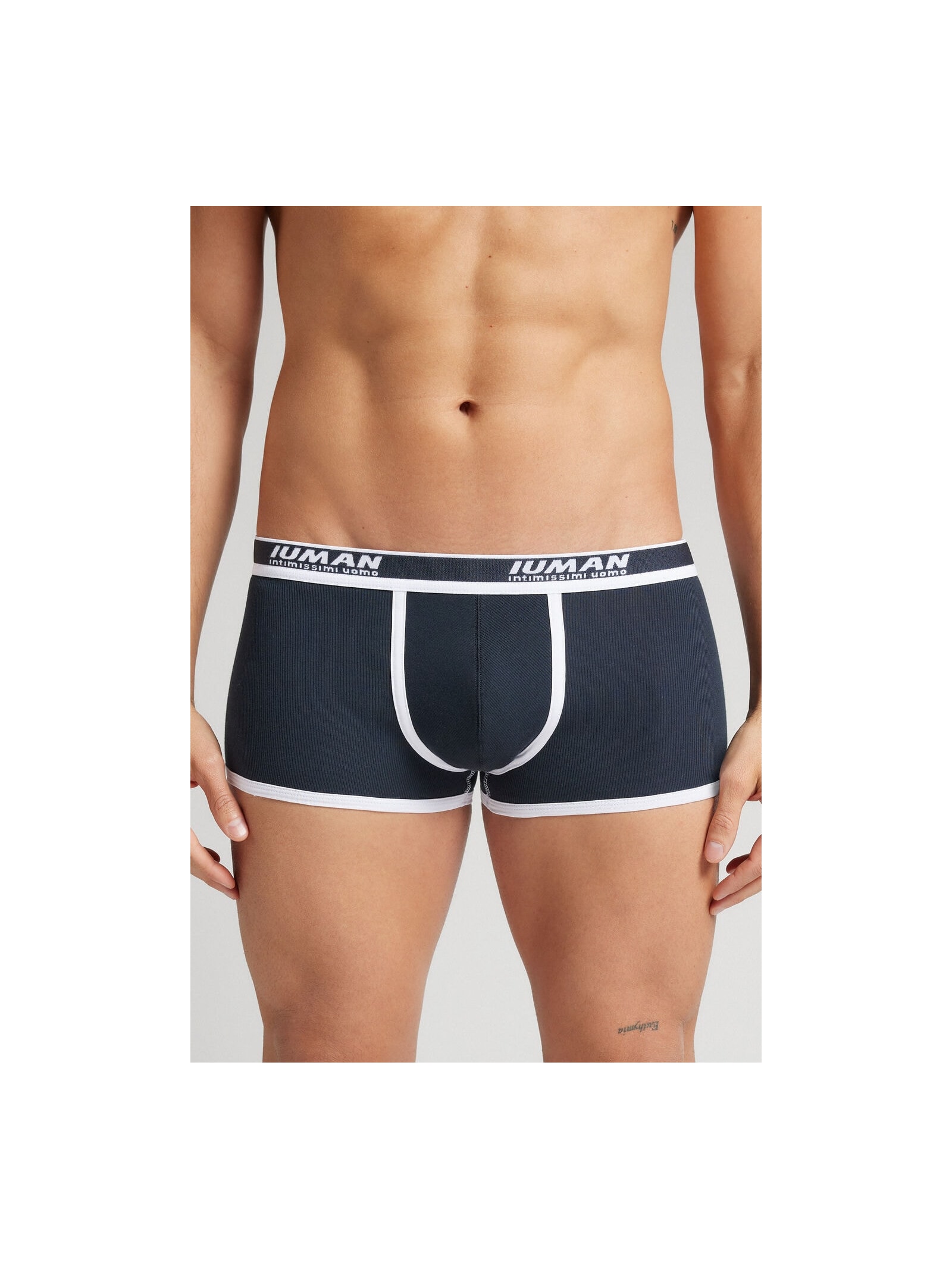 Cueca Boxer Em Algodão Supima Canelado Azul Intimissimi