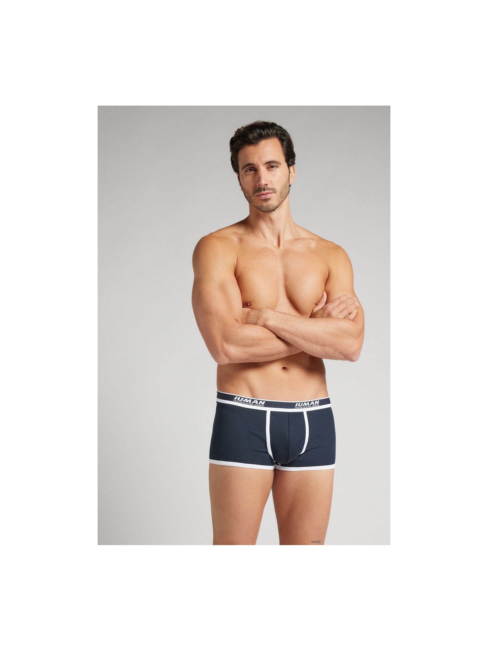 Cueca Boxer Em Algodão Supima Canelado Azul Intimissimi