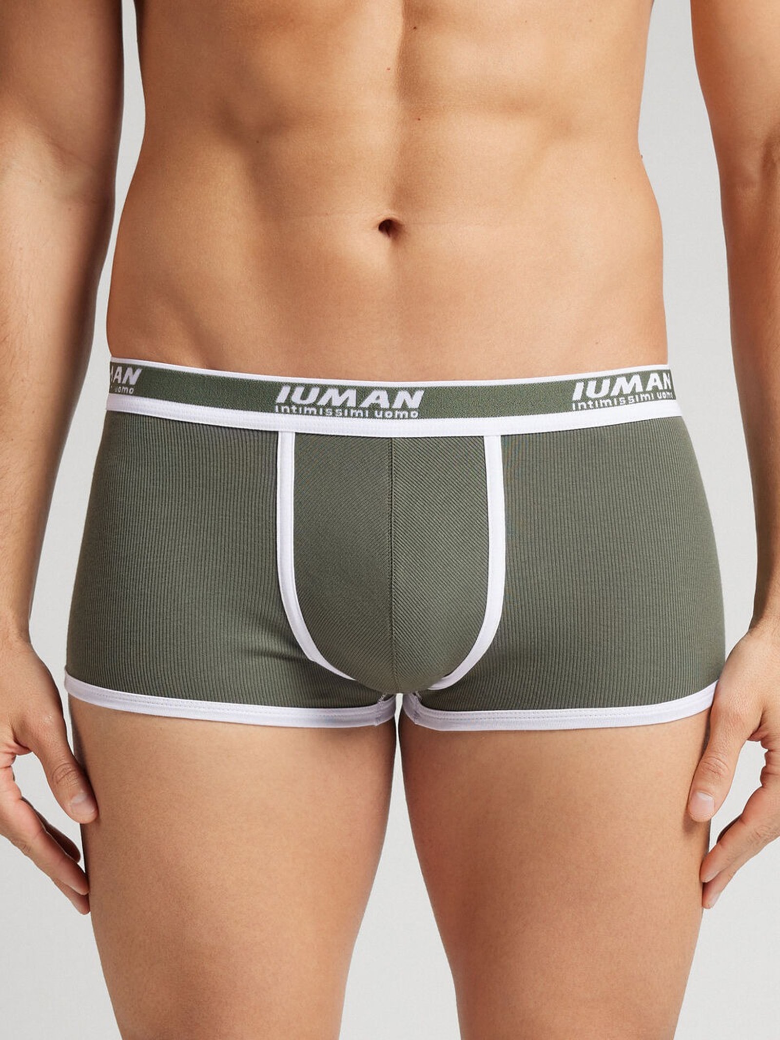 Cueca Boxer Em Algodão Supima Canelado Verde Intimissimi