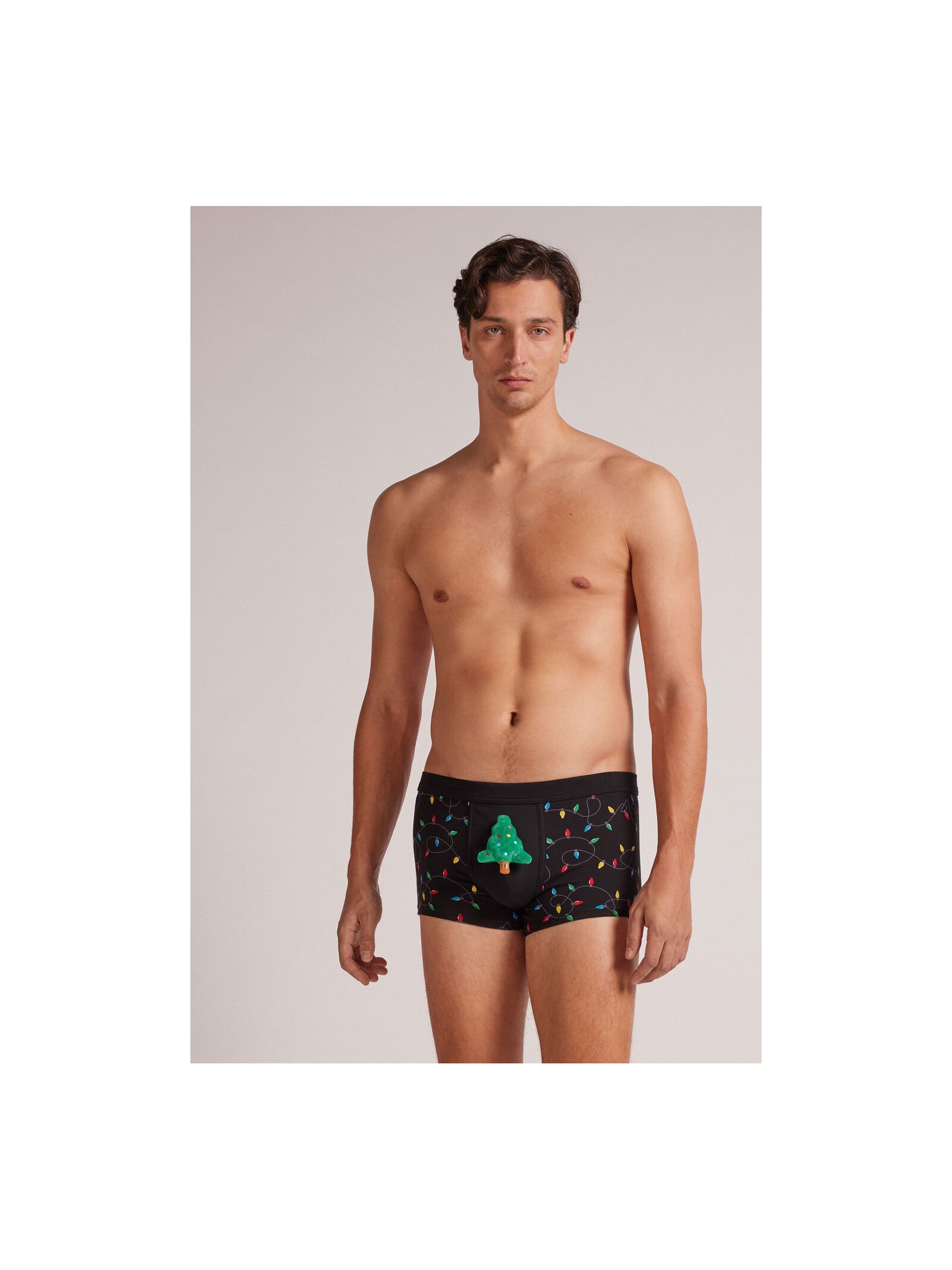 Cueca Boxer Em Algodão Supima Christmas Lights Preto Intimissimi