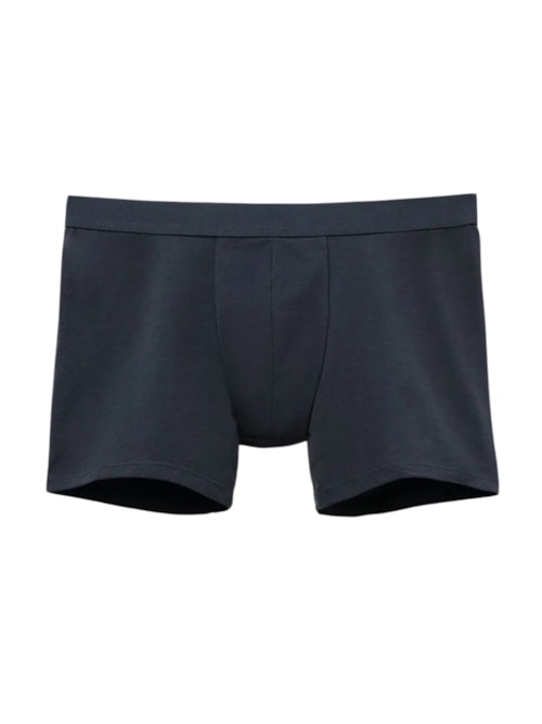 Cueca Boxer Em Algodão Supima Com Elástico Visível – Azul