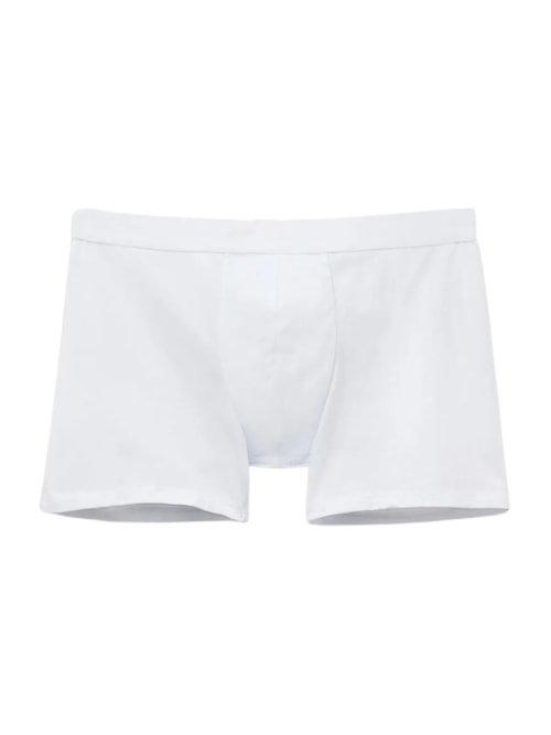 Cueca Boxer Em Algodão Supima Com Elástico Visível – Branco