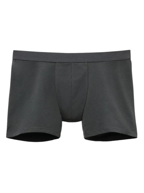 Cueca Boxer Em Algodão Supima Com Elástico Visível – Cinza