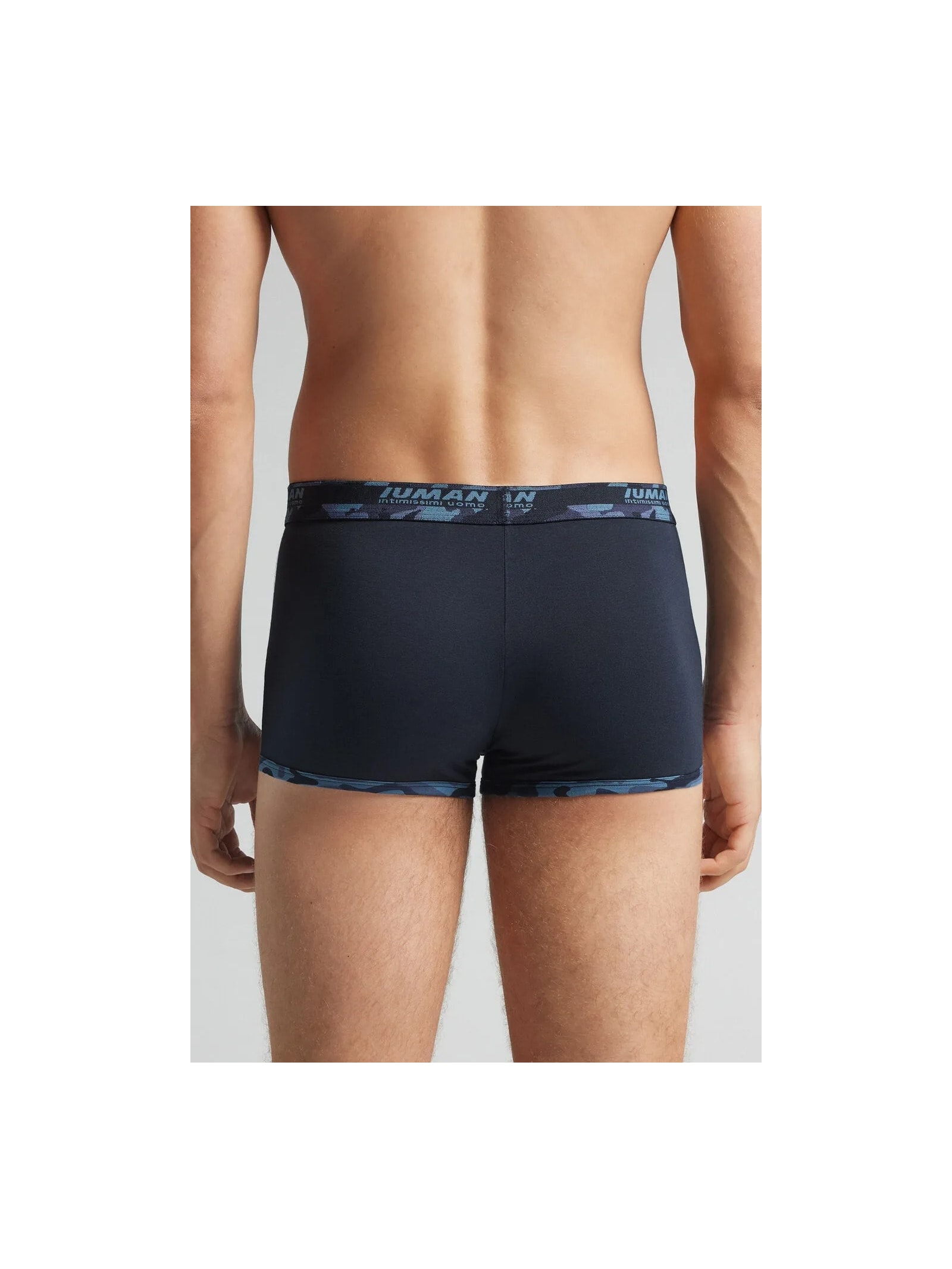 Cueca Boxer Em Algodão Supima Com Estampa Camuflada Azul Intimissimi