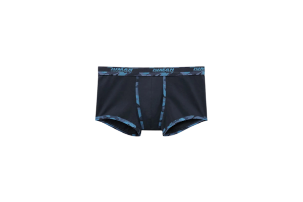 Cueca Boxer Em Algodão Supima Com Estampa Camuflada - Azul