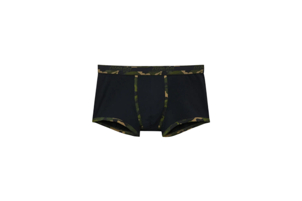 Cueca Boxer Em Algodão Supima Com Estampa Camuflada - Preto