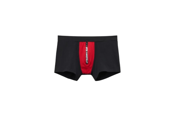 Cueca Boxer Em Algodão Supima Com Estampa Open Carefully - Preto