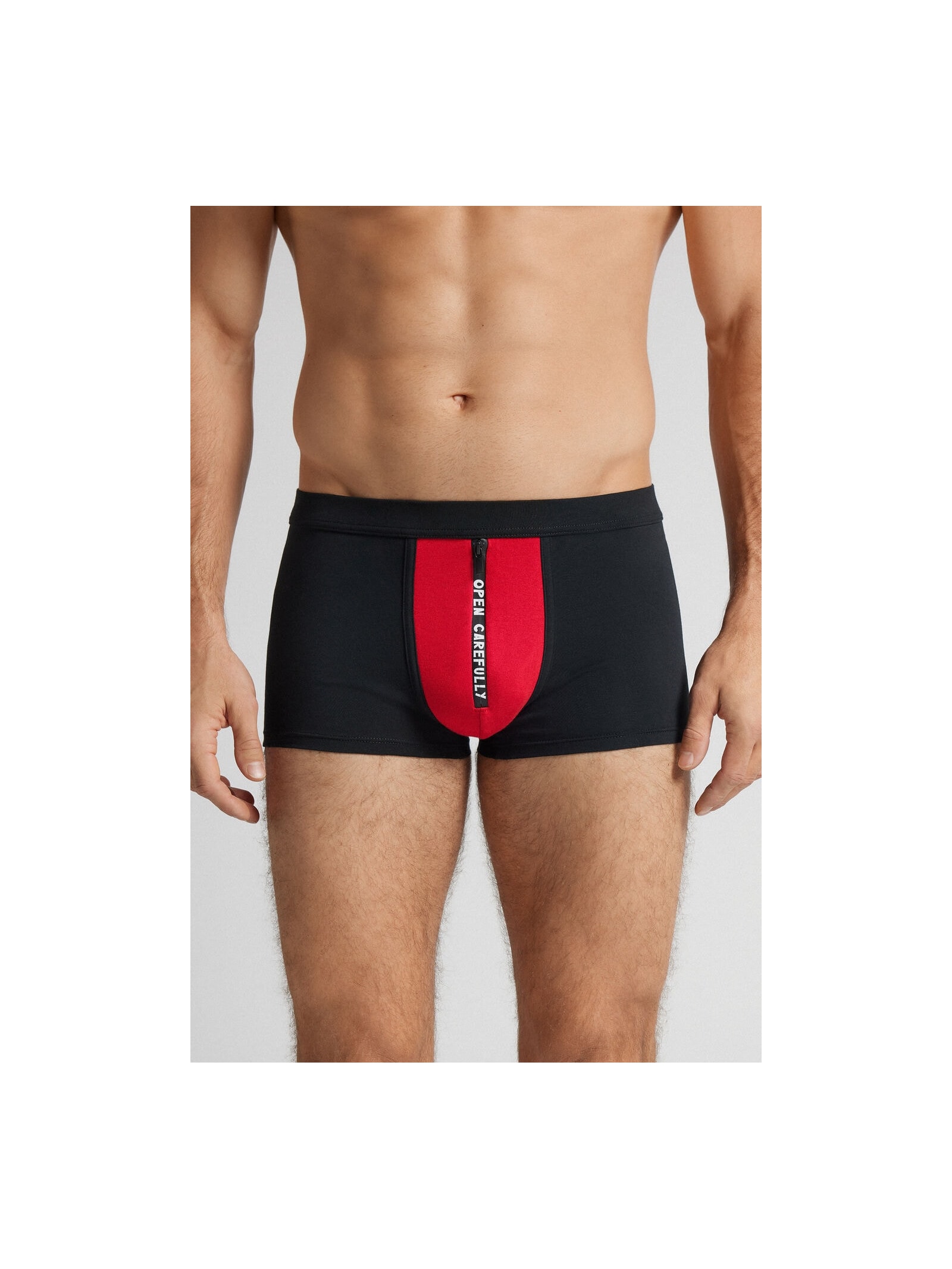 Cueca Boxer Em Algodão Supima Com Estampa Open Carefully Preto Intimissimi