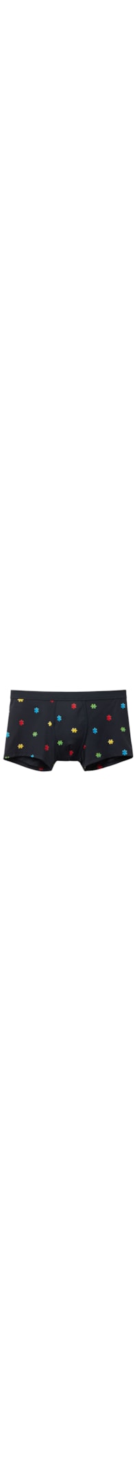 Cueca Boxer Em Algodão Supima Com Estampa Puzzle - Preto