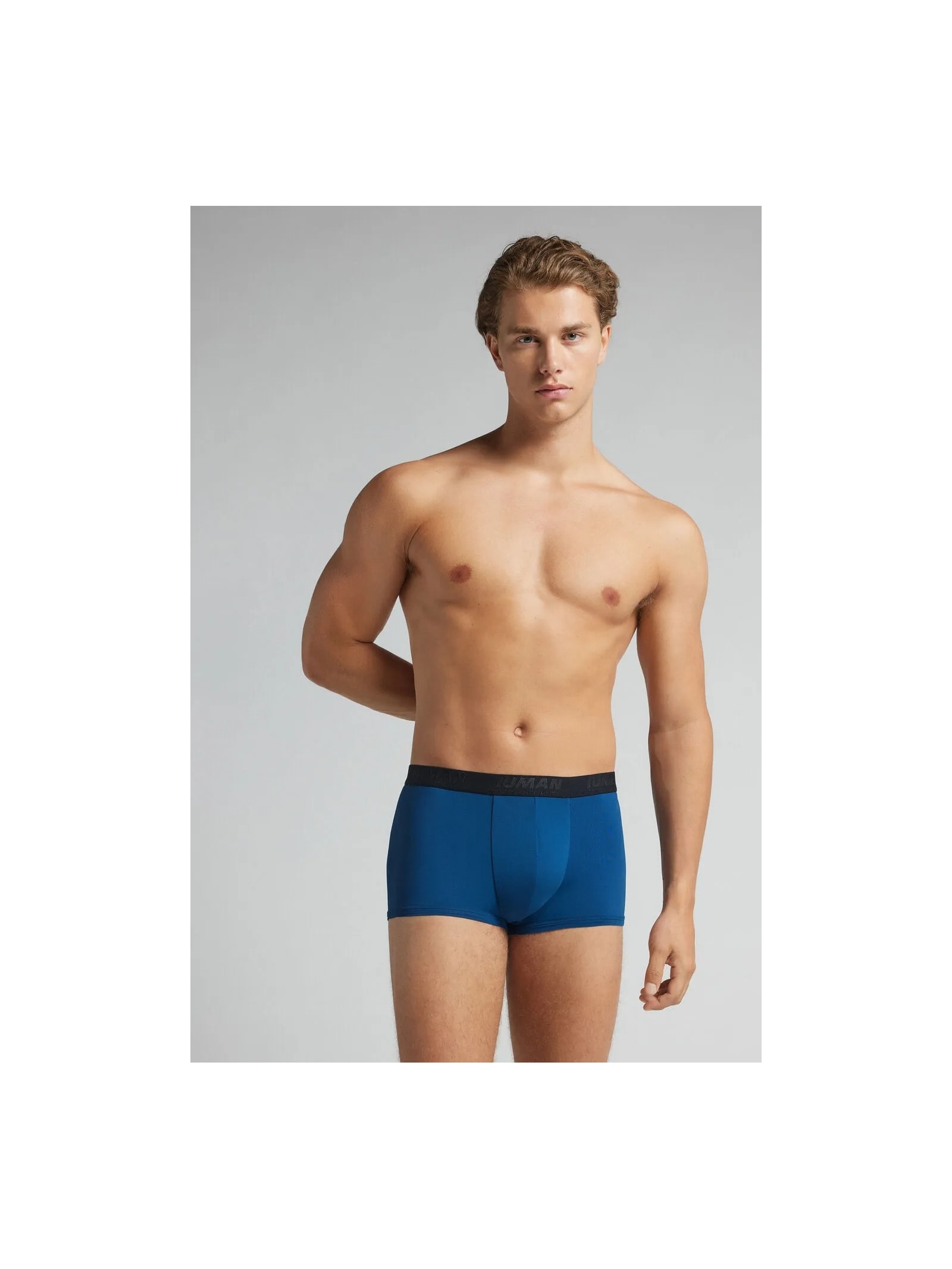 Cueca Boxer Em Microfibra Com Logótipo Azul Intimissimi