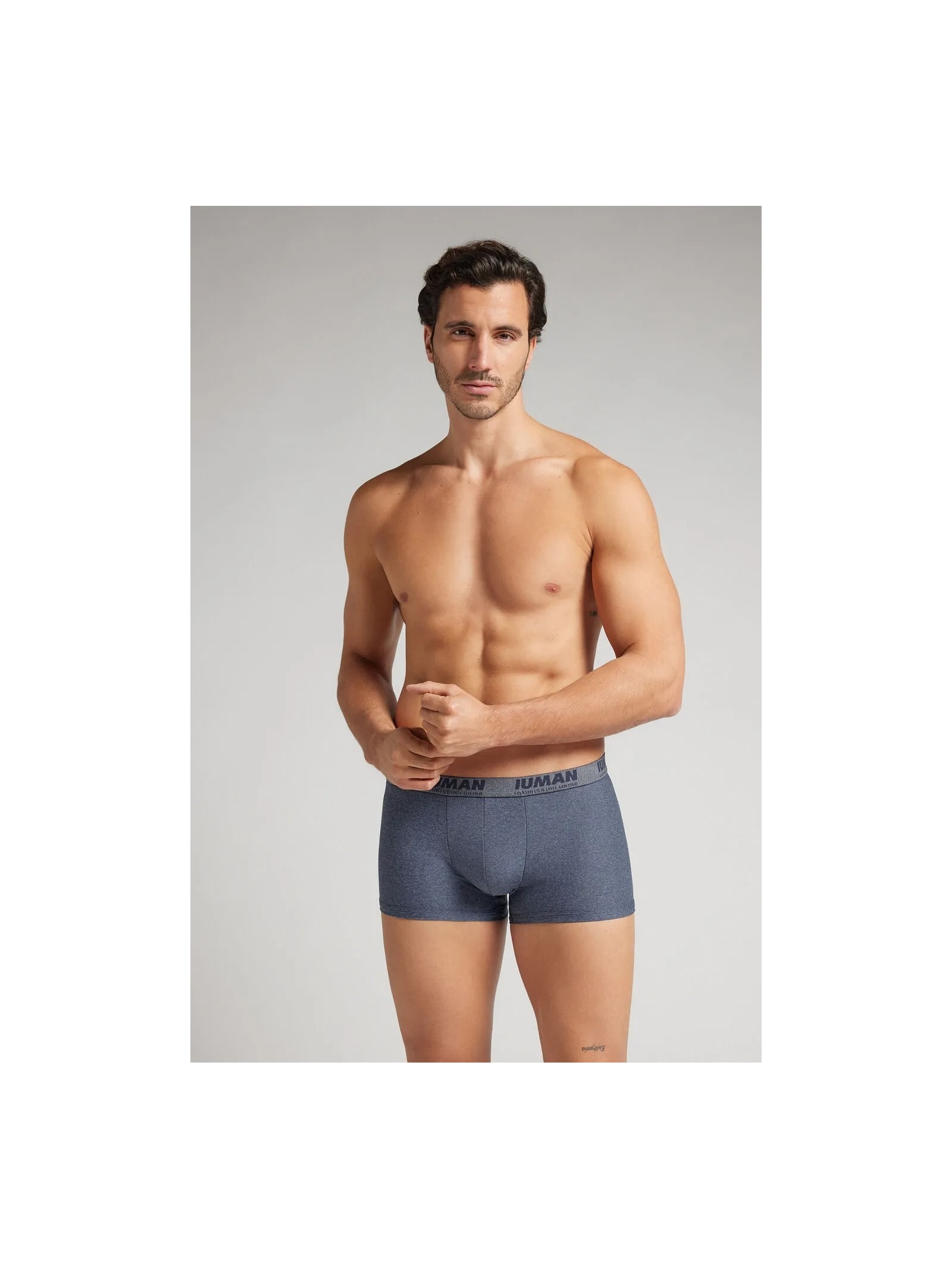 Cueca Boxer Em Microfibra Com Logótipo Azul Intimissimi