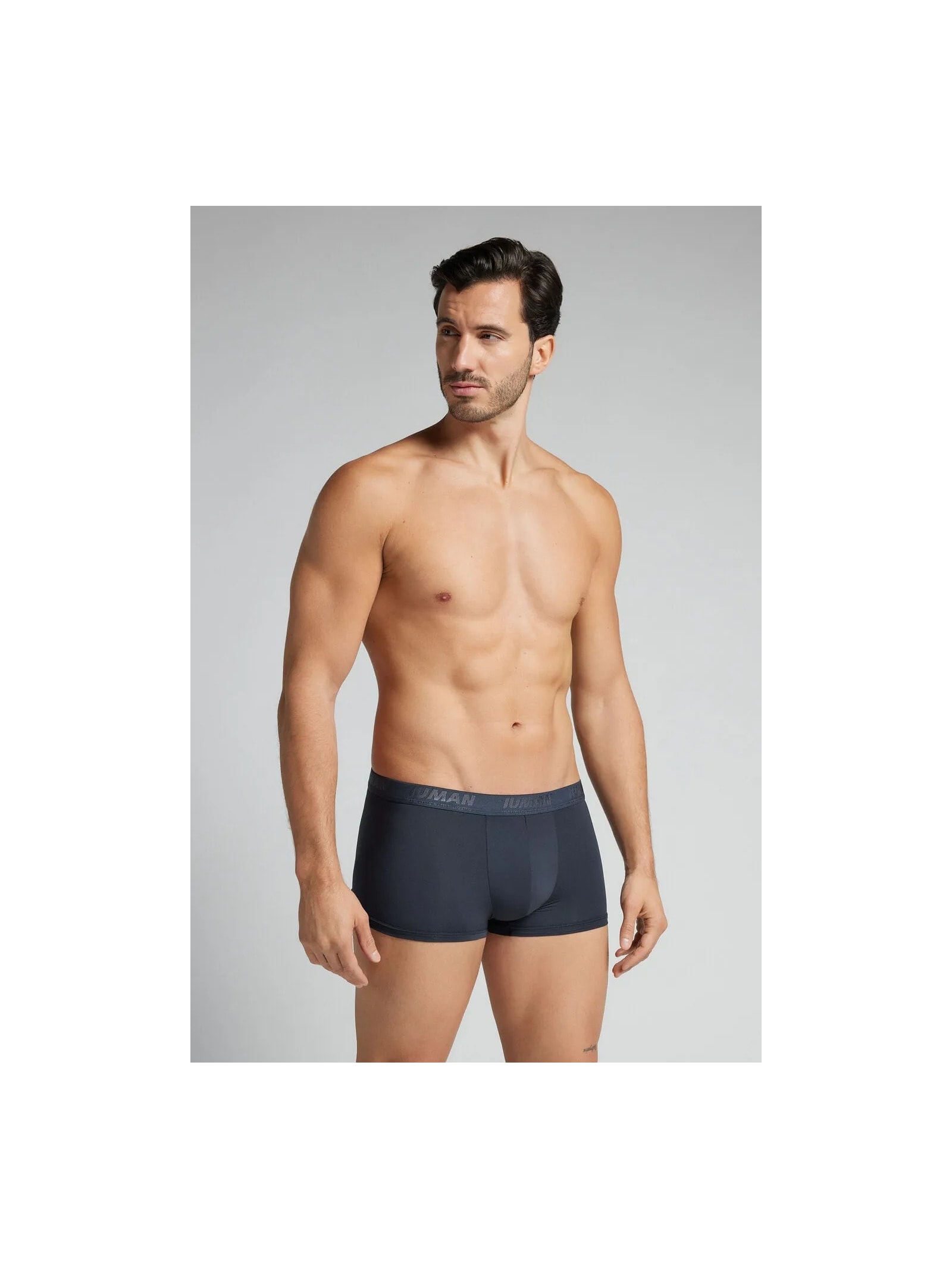 Cueca Boxer Em Microfibra Com Logótipo Azul Intimissimi