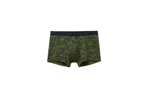 Cueca Boxer Em Microfibra Estampado Camuflagem Pixelada - Verde