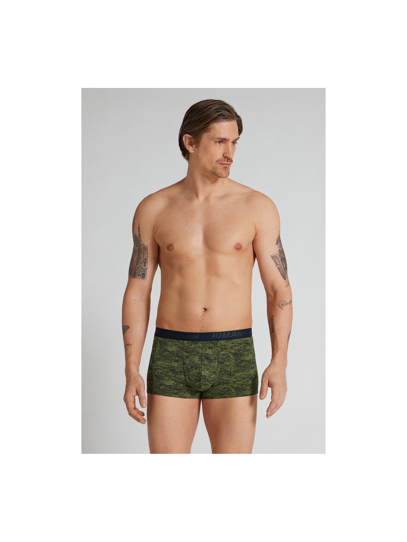 Cueca Boxer Em Microfibra Estampado Camuflagem Pixelada Verde Intimissimi