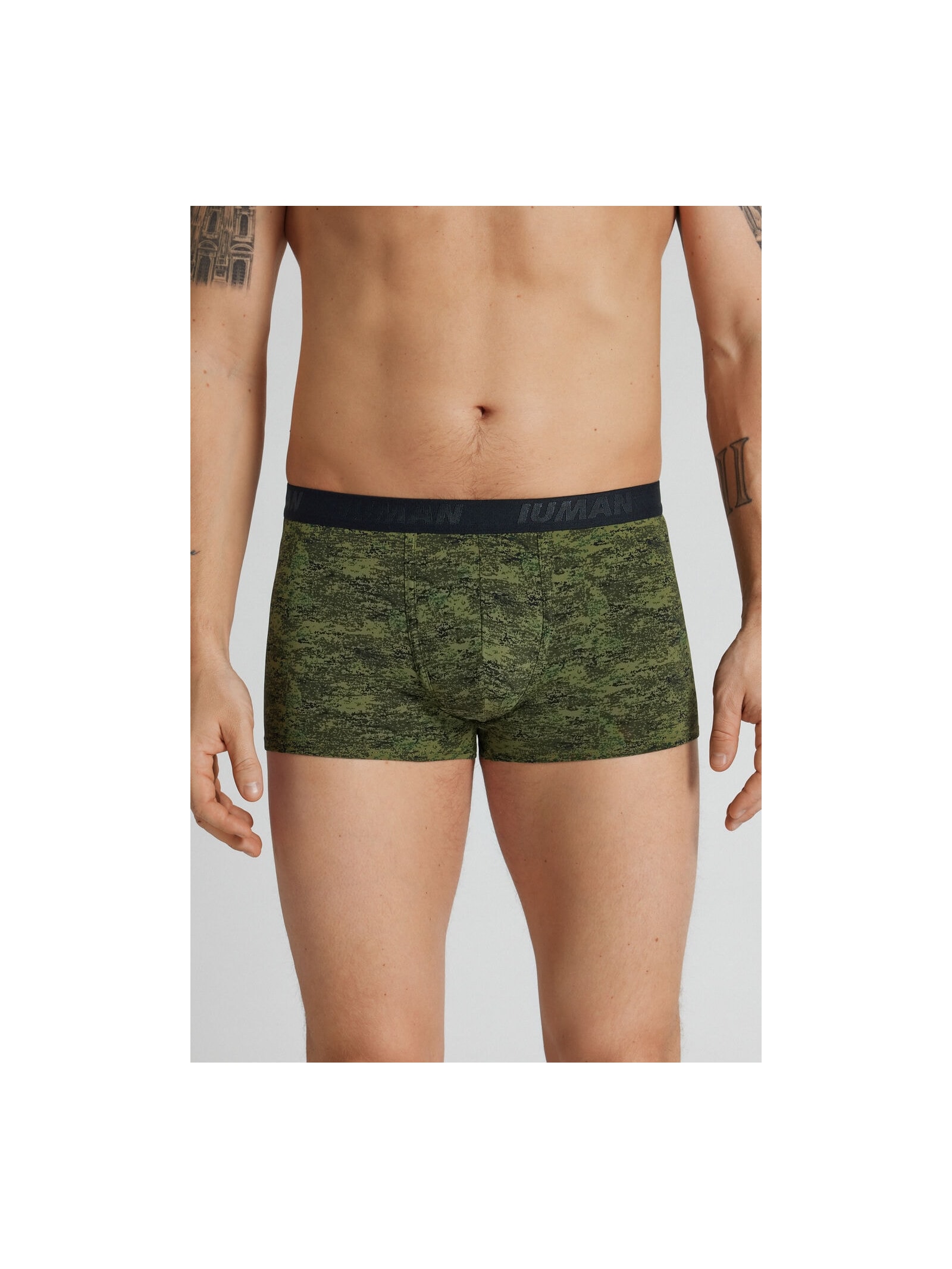 Cueca Boxer Em Microfibra Estampado Camuflagem Pixelada Verde Intimissimi