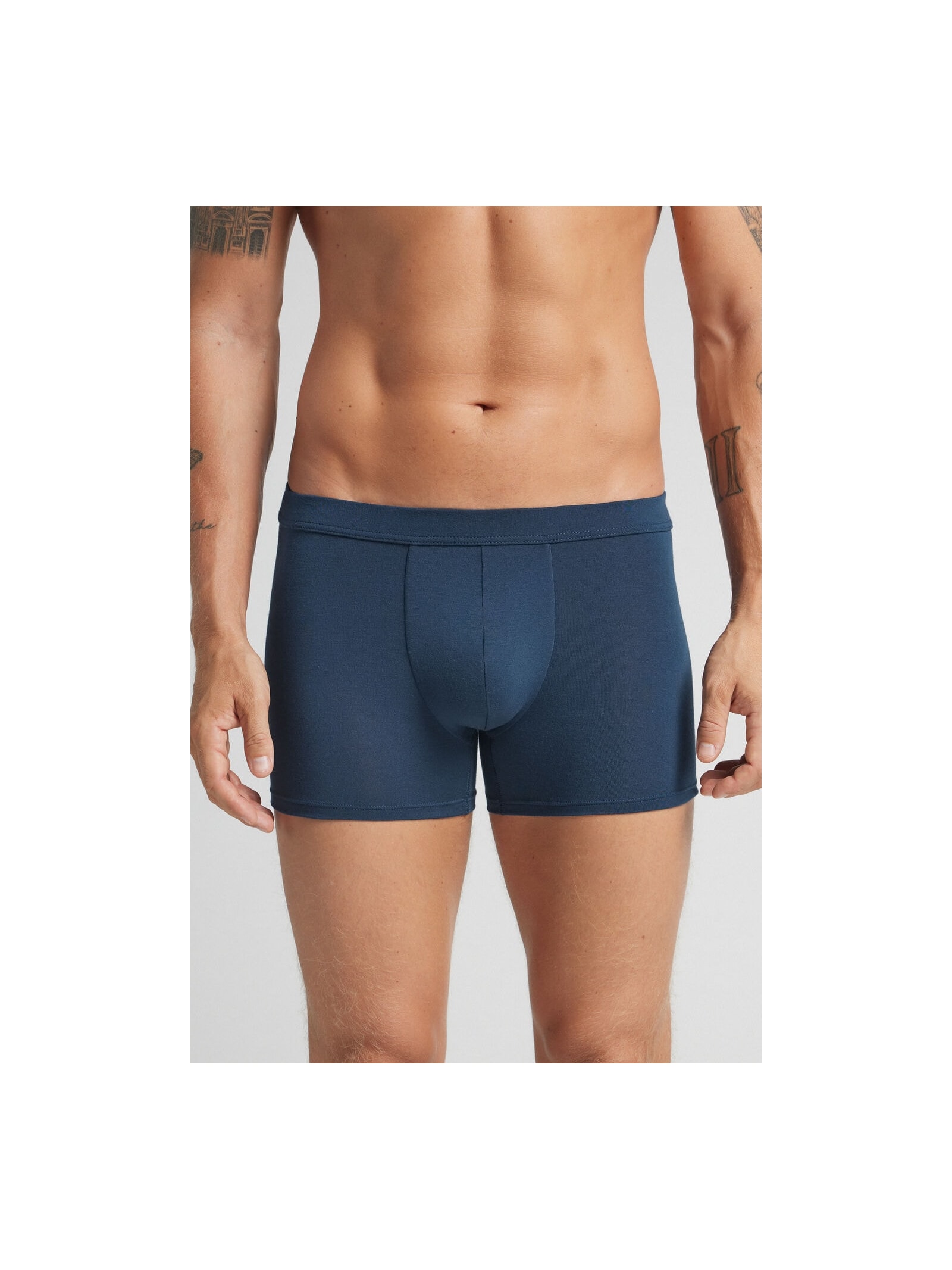 Cueca Boxer Em Modal e Seda Azul Intimissimi