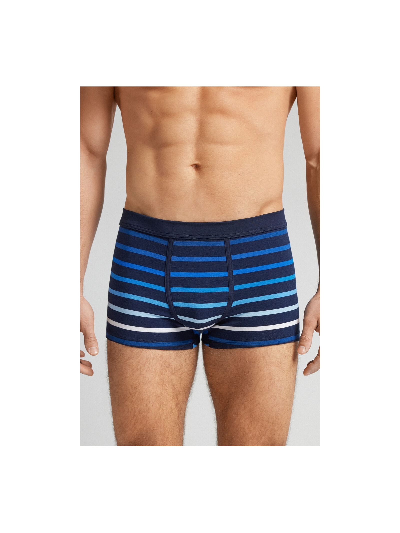 Cueca Boxer Listrada Em Algodão Supima Azul Intimissimi