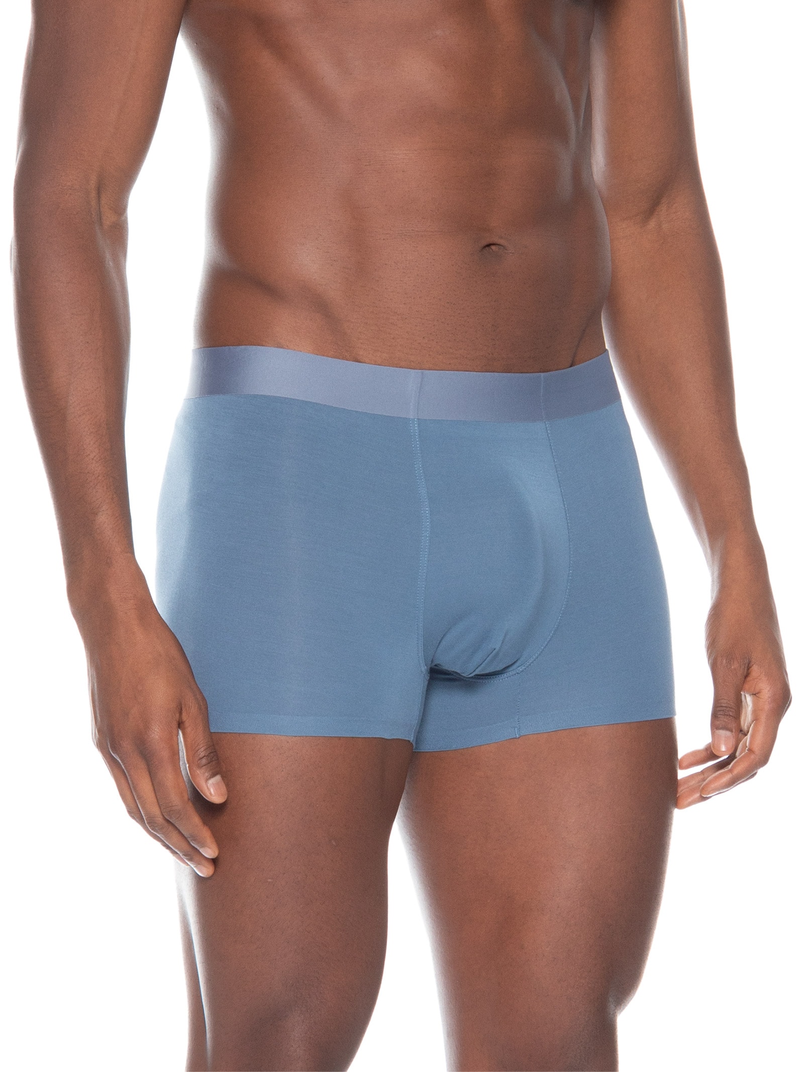 Cueca Boxer Masculina Modal Com Elastano Azul Acinzentado Basiq Men