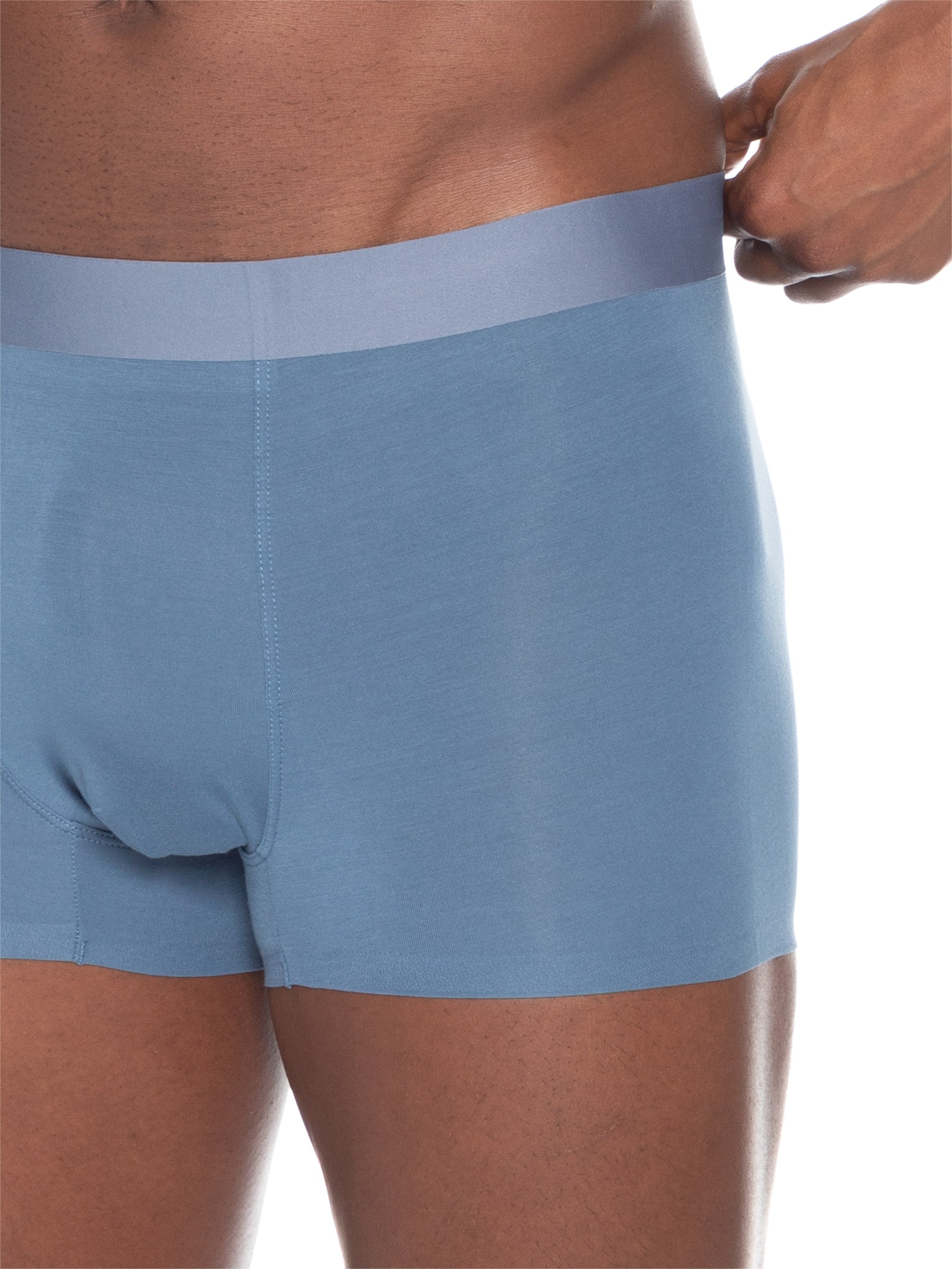 Cueca Boxer Masculina Modal Com Elastano Azul Acinzentado Basiq Men
