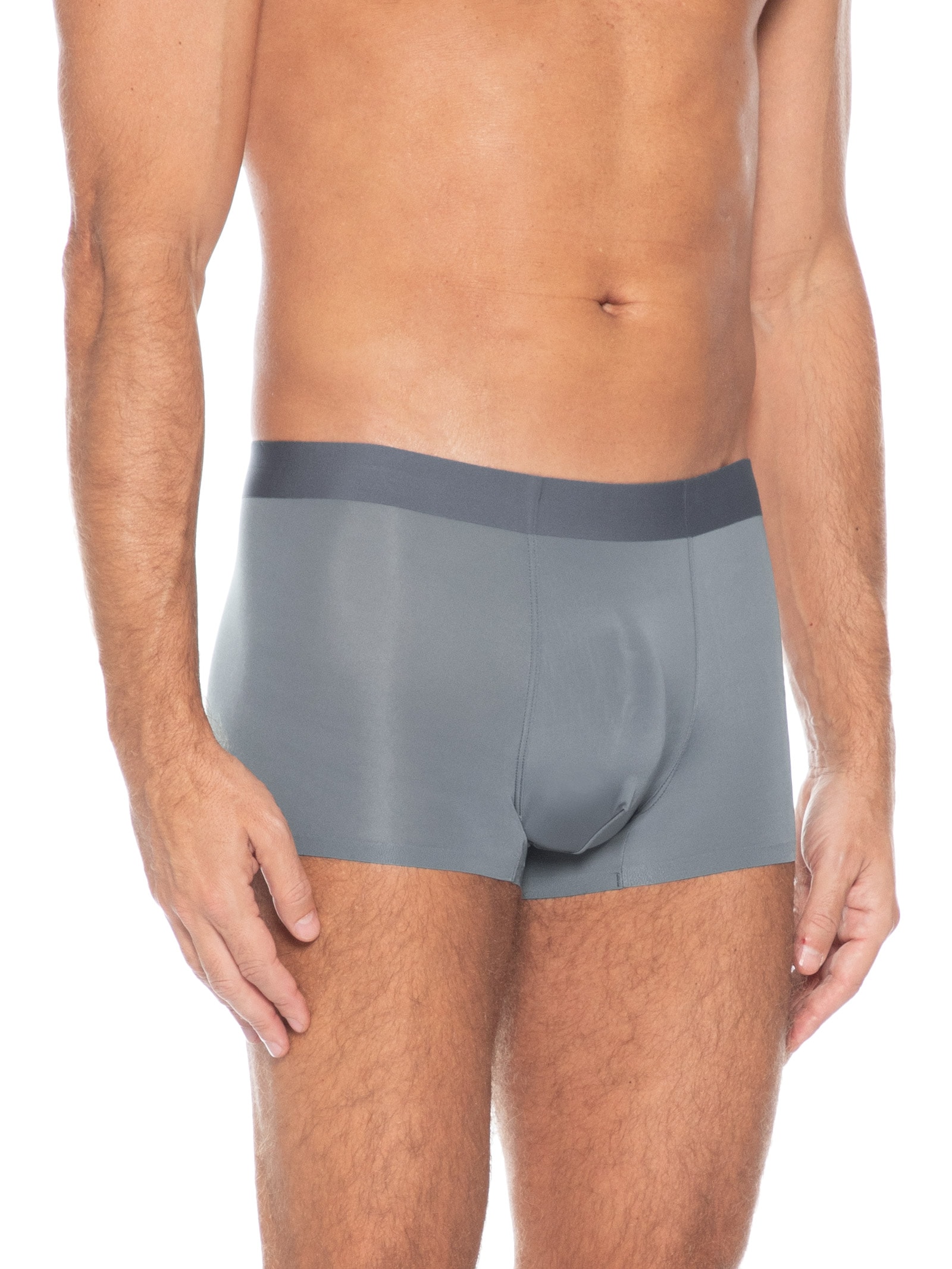 Cueca Boxer Sem Costura Poliamida Cinza Basiq Men