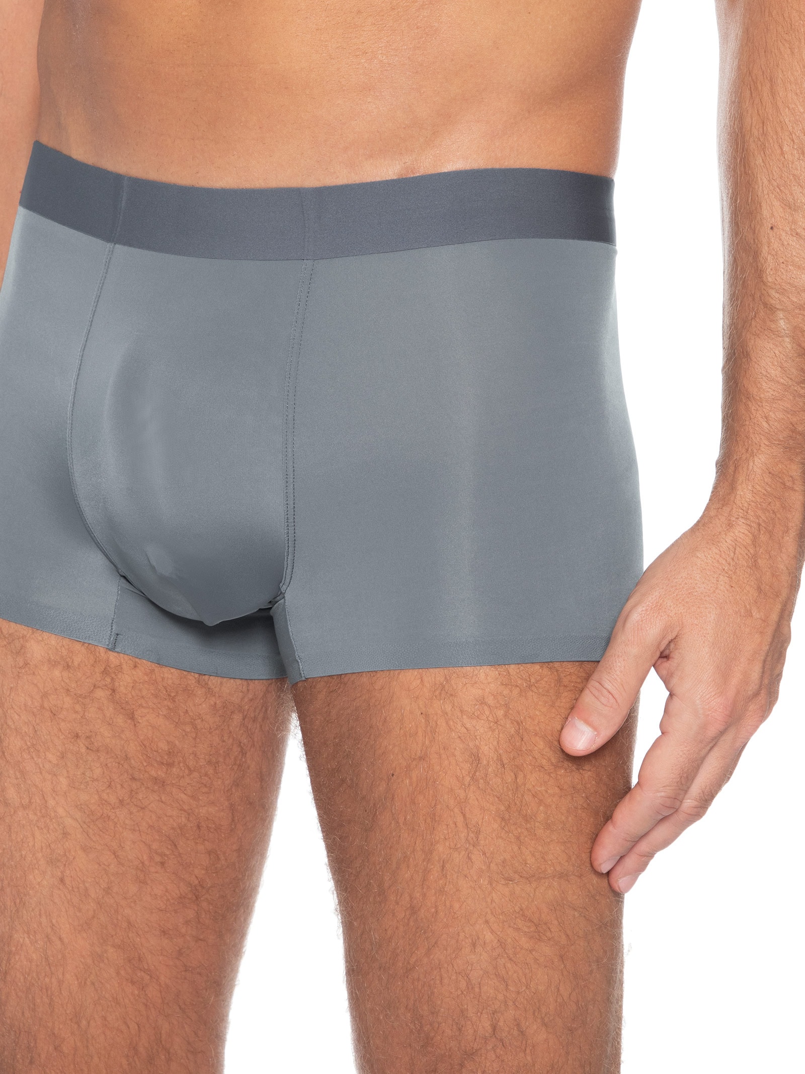 Cueca Boxer Sem Costura Poliamida Cinza Basiq Men