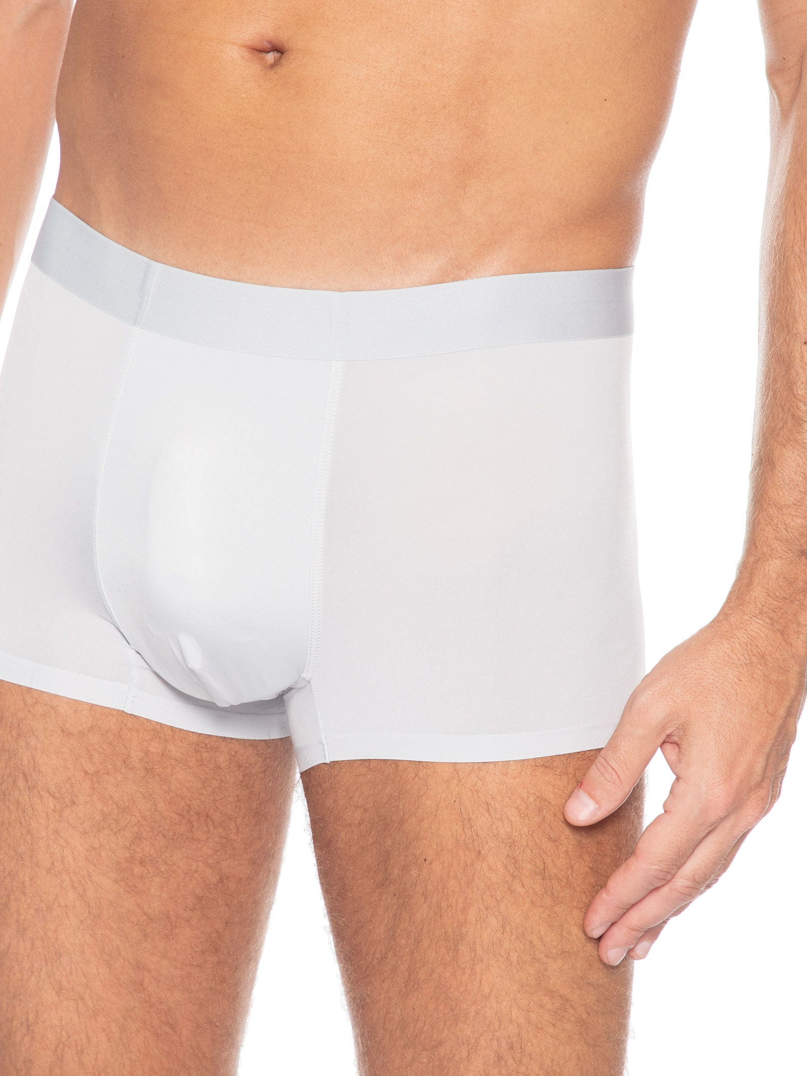 Cueca Boxer Sem Costura Poliamida Cinza Basiq Men