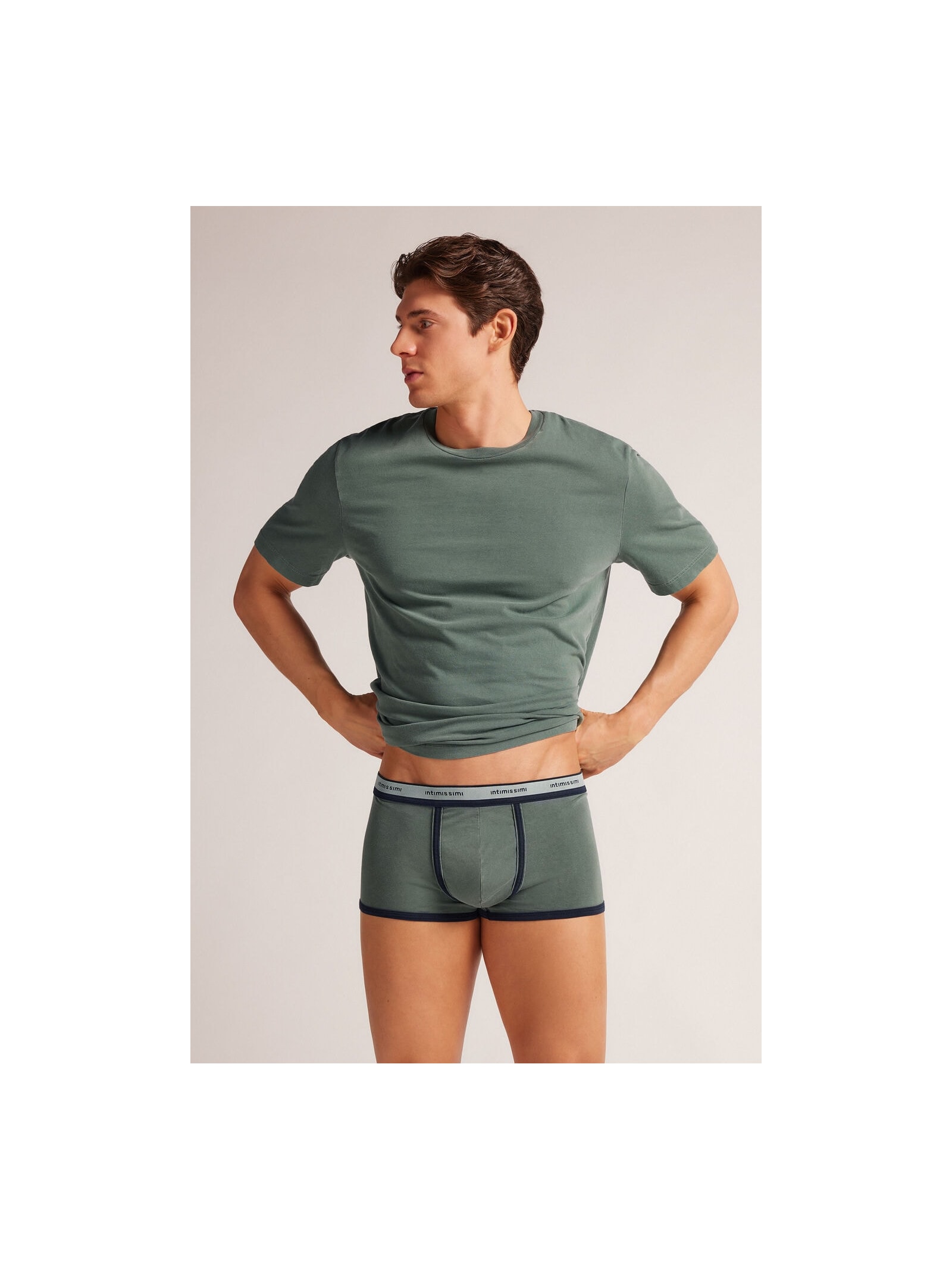 Cueca Boxer Washed Collection Em Algodão Azul Intimissimi