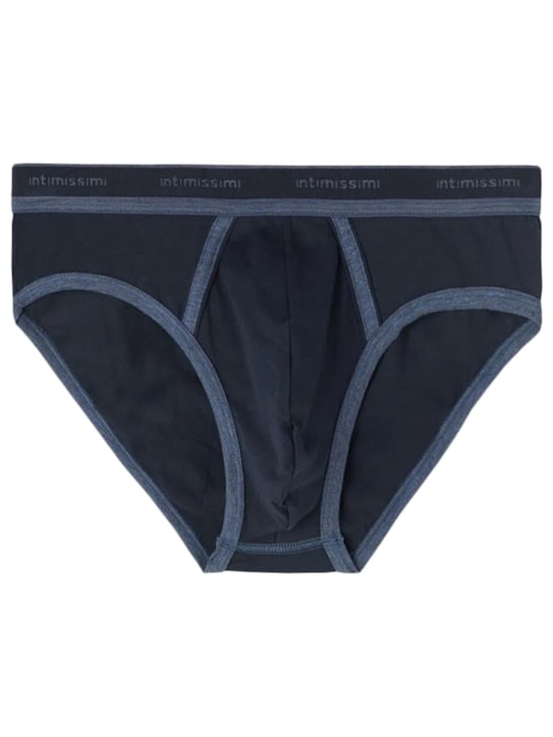 Cueca Em Algodão Supima® Elasticizado Com Logotipo - Azul