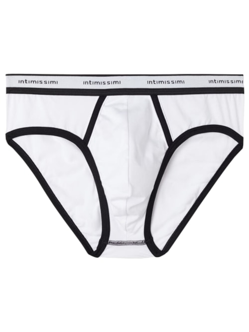 Cueca Em Algodão Supima® Elasticizado Com Logotipo - Branco
