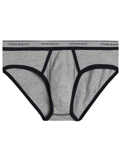 Cueca Em Algodão Supima® Elasticizado Com Logotipo - Cinza