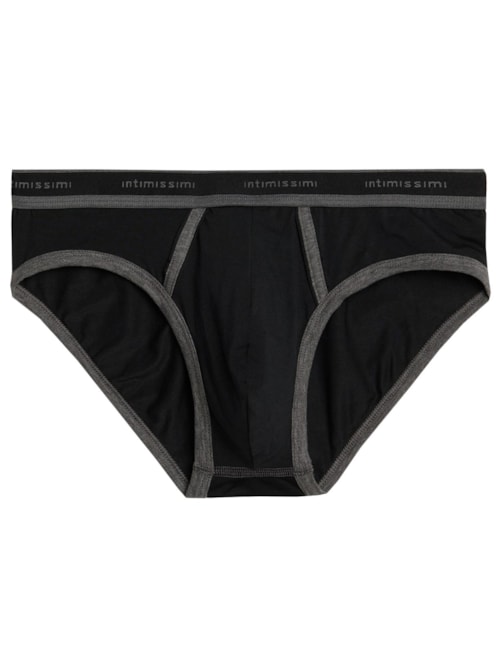 Cueca Em Algodão Supima® Elasticizado Com Logotipo - Preto