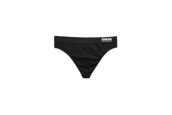 Cueca Fio Dental Em Microfibra Com Logótipo - Preto