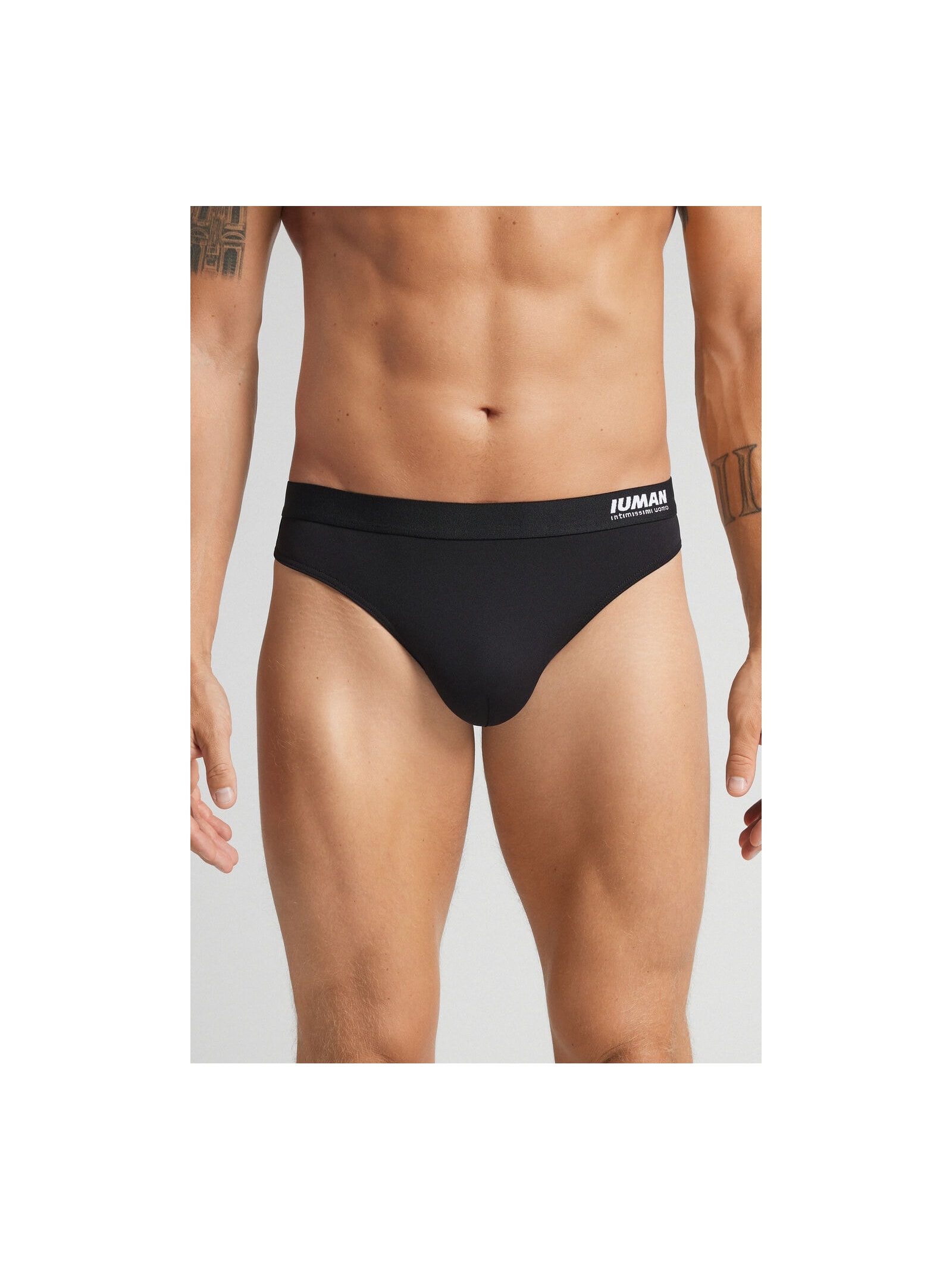 Cueca Fio Dental Em Microfibra Com Logótipo Preto Intimissimi
