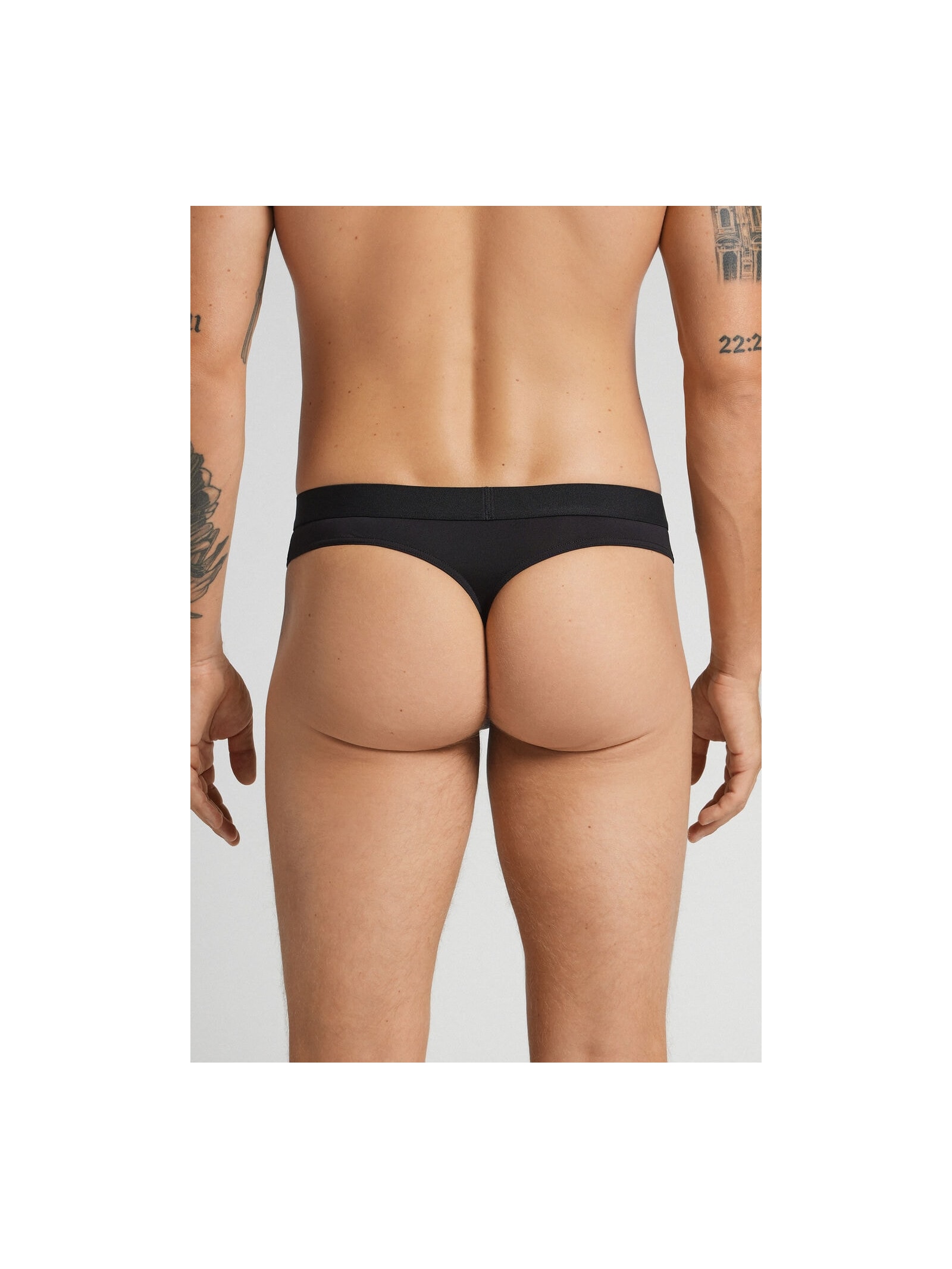 Cueca Fio Dental Em Microfibra Com Logótipo Preto Intimissimi