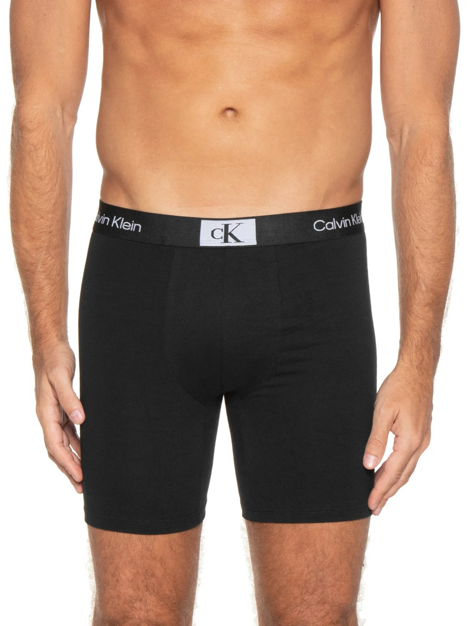 Cueca Long Boxer Cotton Preto Calvin Klein Underwear